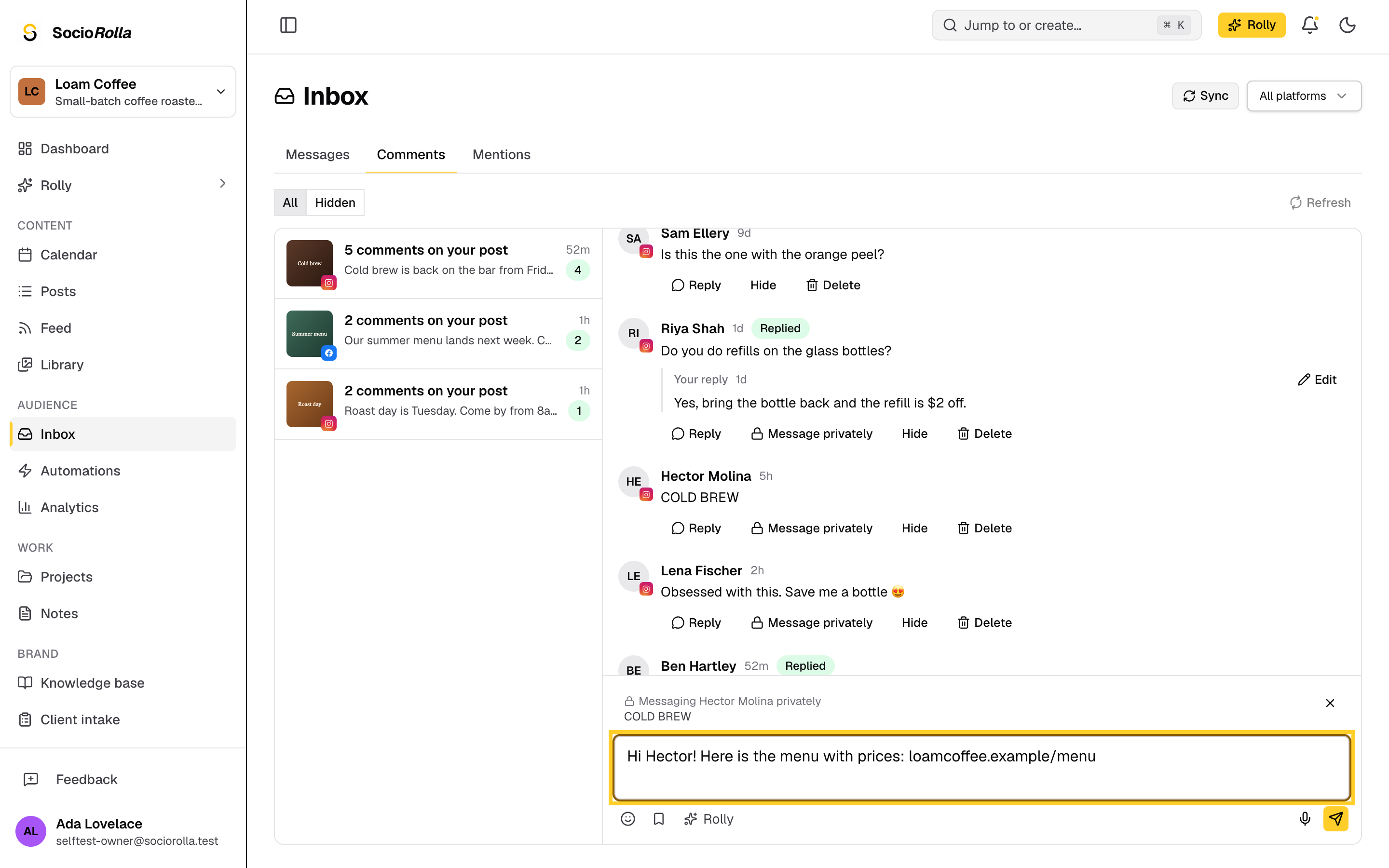 Step 5: Message a commenter privately.