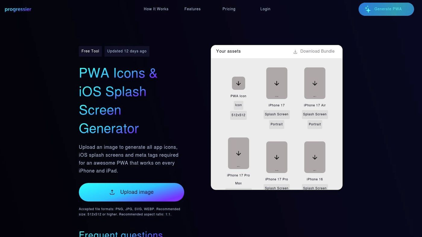 Progressier, PWA Icons & iOS Splash Screen Generator