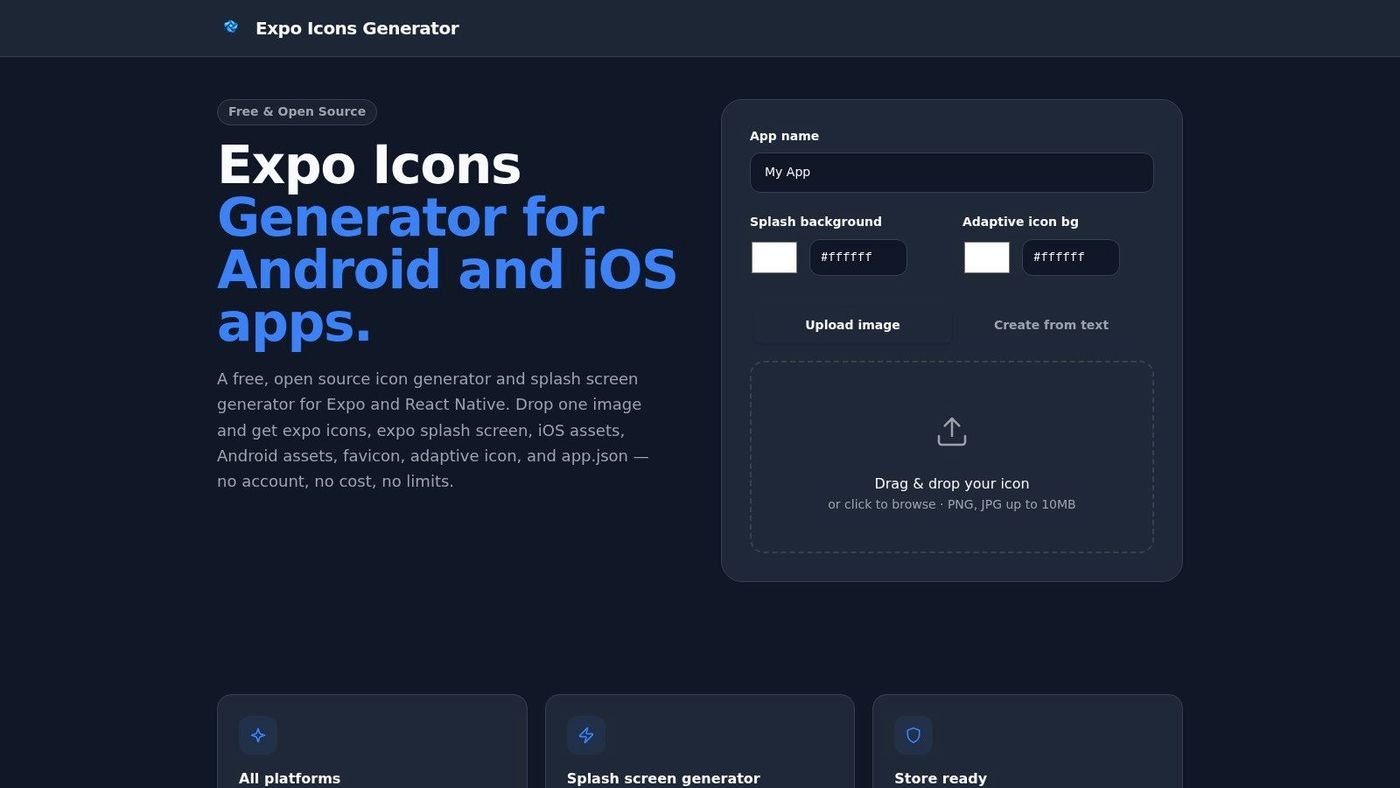 Expo Icons Generator, Splash and Asset Generator for Expo/React Native