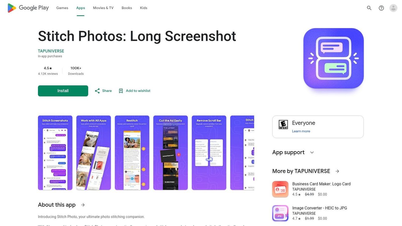 Stitch Photos: Long Screenshot (TapUniverse)