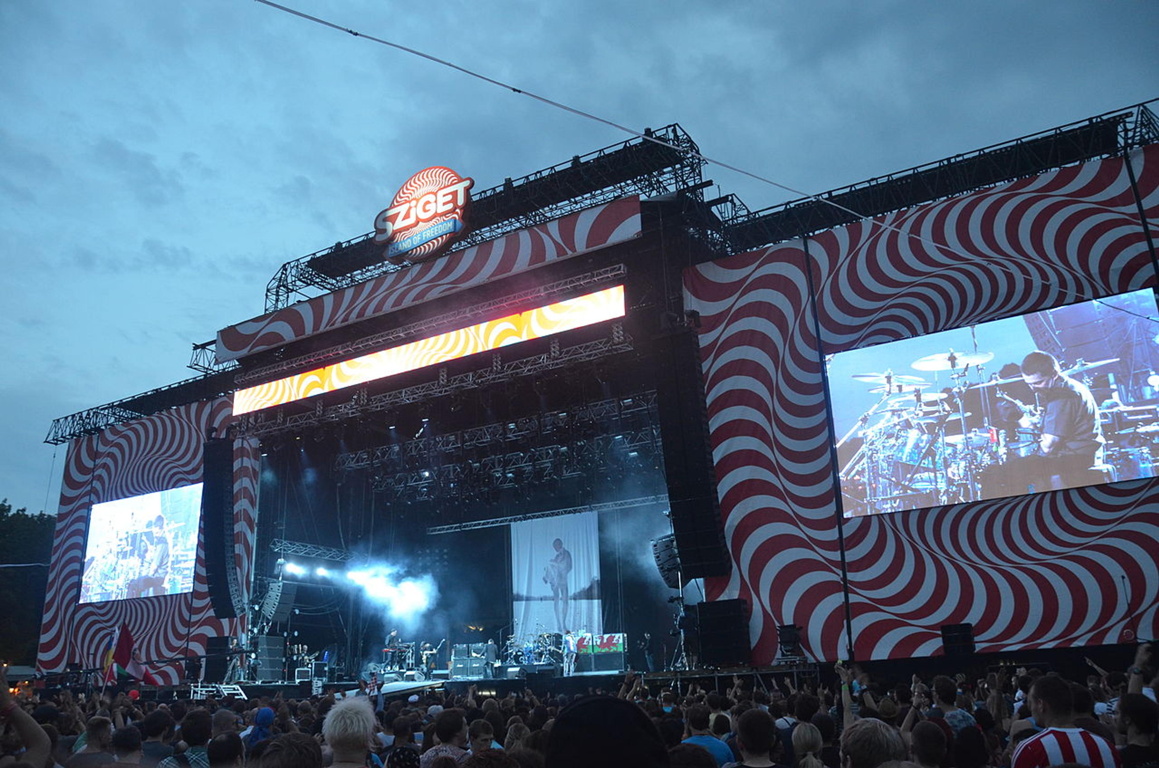 The stage of the Sziget festival in the early evening