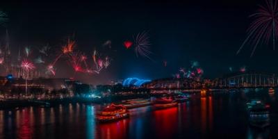 Kölner Lichter-Feuerwerksfest entlang des Rheins