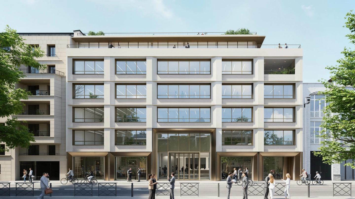Rendering of the facade of the 187-189 quai de Valmy office building on the Saint-Martin Canal, Paris 10th