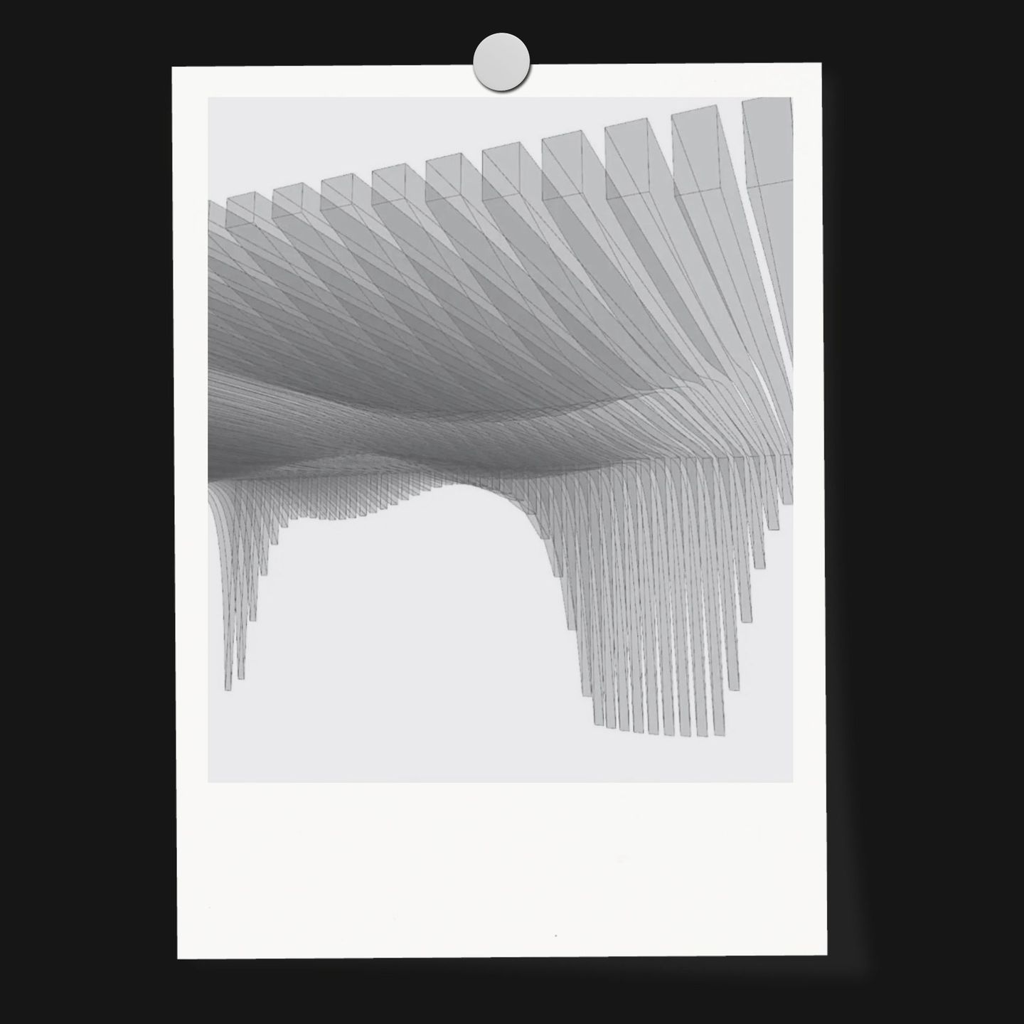 Photo d'une maquette paramétrique imprimée en 3D : lames verticales formant une voûte ondulante, Digital Lab PDA