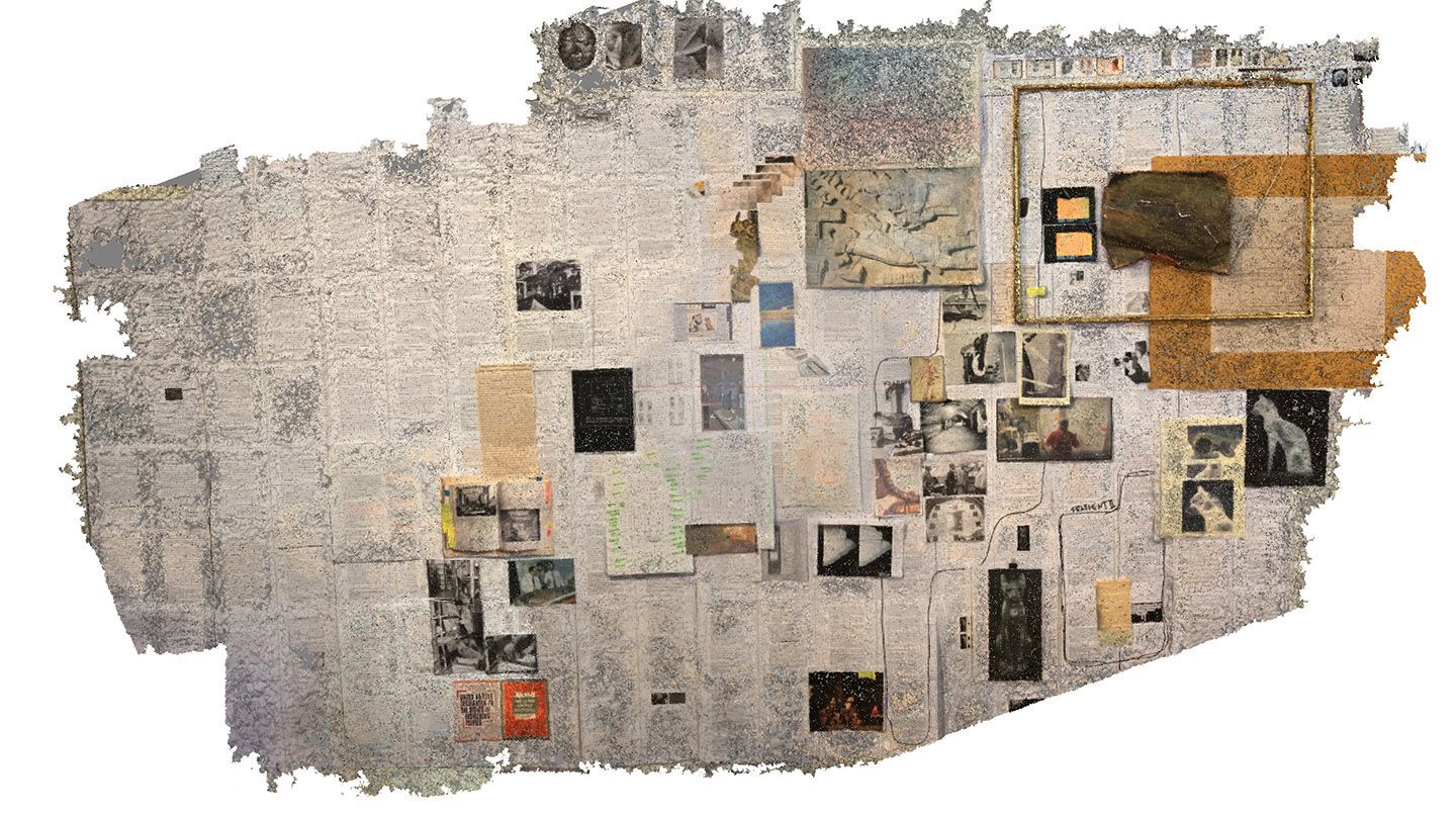 A collage of images, with an irregular border by Dr Kelly Spanou from ‘Unfixing Repair: A critical spatial practice to disorientate the British Museum's display.’
