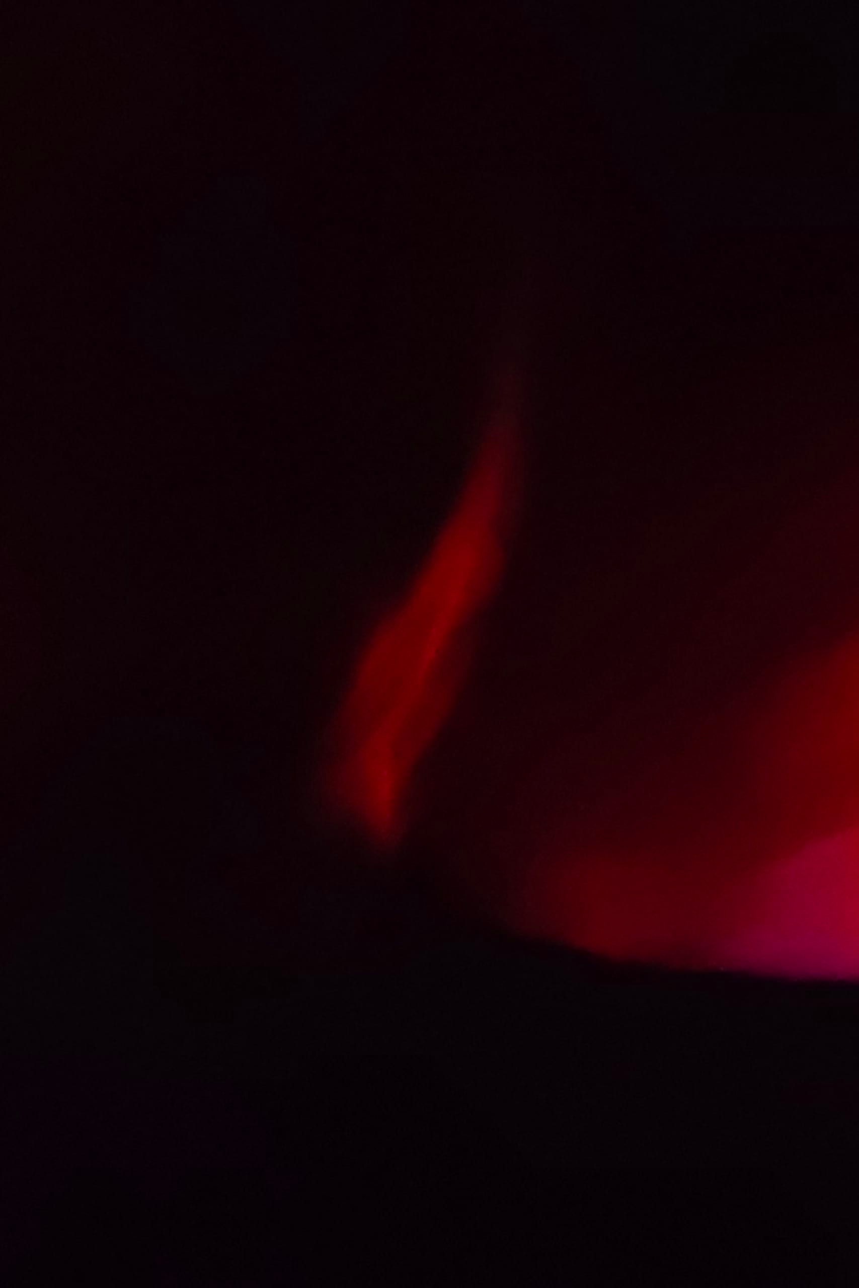 Image of a dark red flame-like shape in a black background.