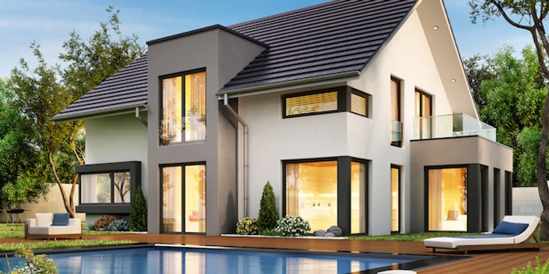 Modern house with a pool.