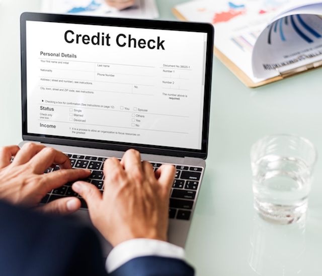 Man checking credit score online.