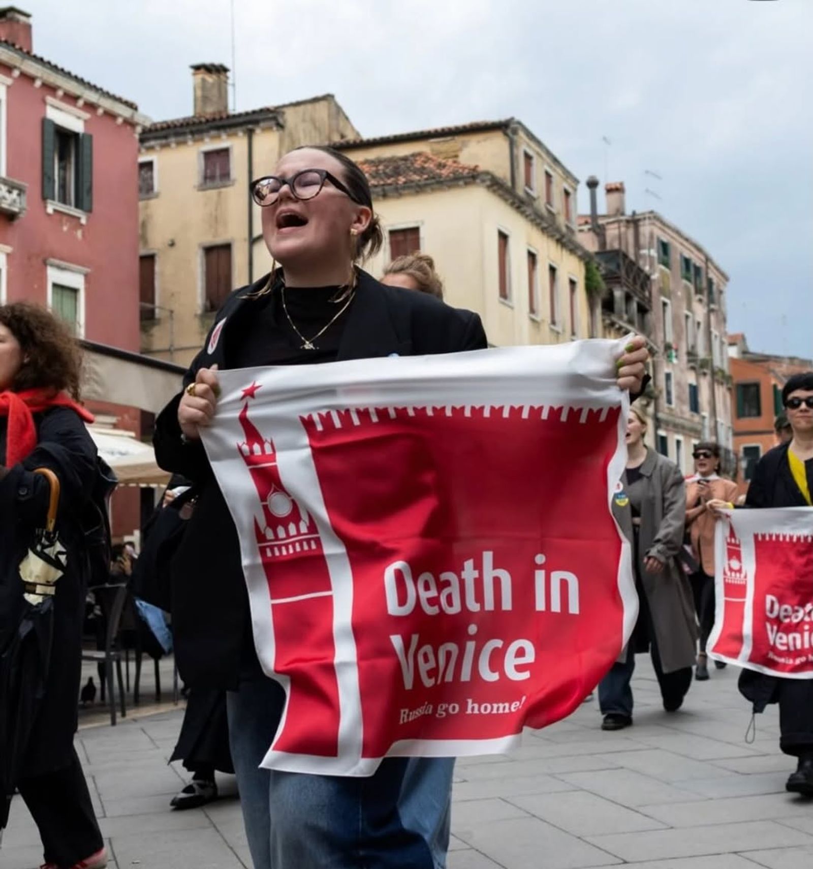 Death in Venice protesters. Photography courtesy of Design Emergency.