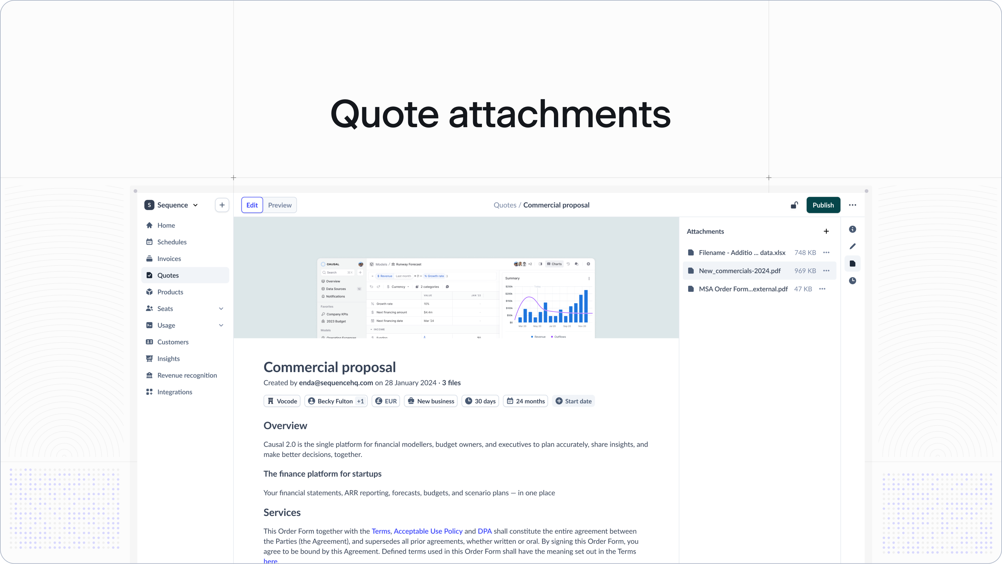 Attach documents to quotes