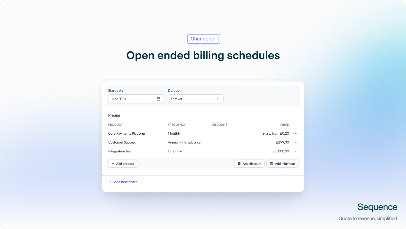 Open ended billing schedules