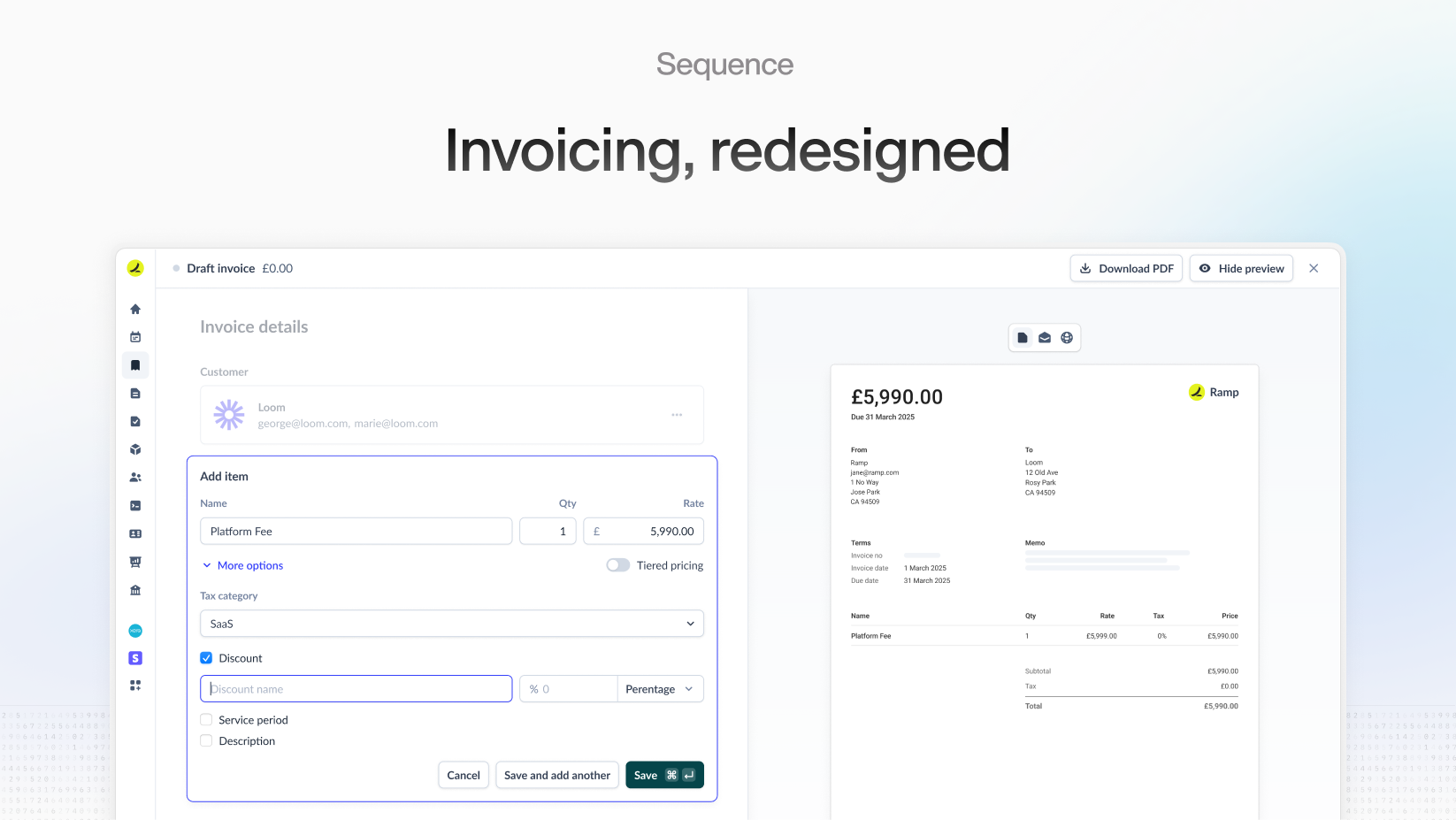 New invoicing experience in Sequence