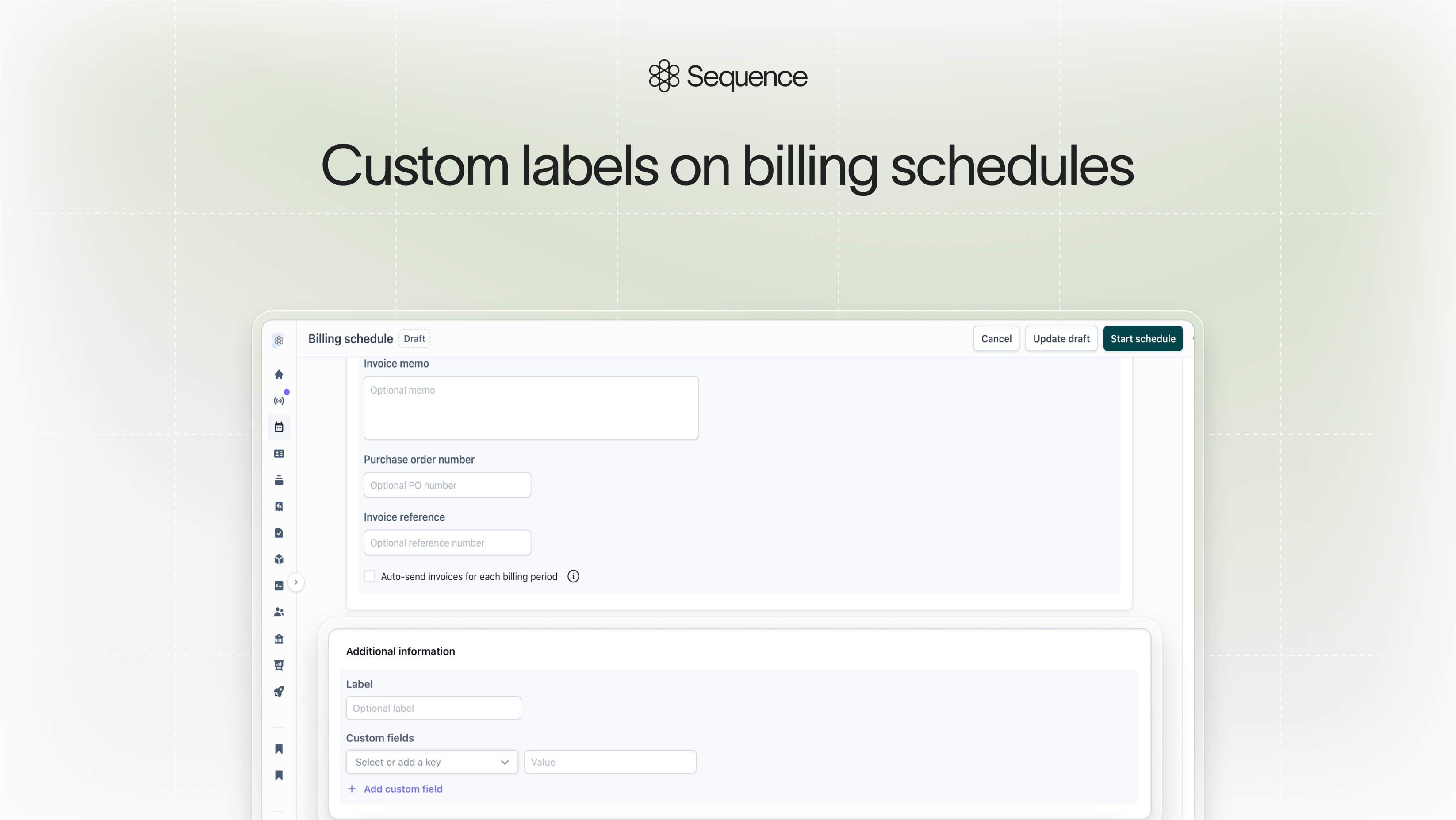 Custom label on billing schedules