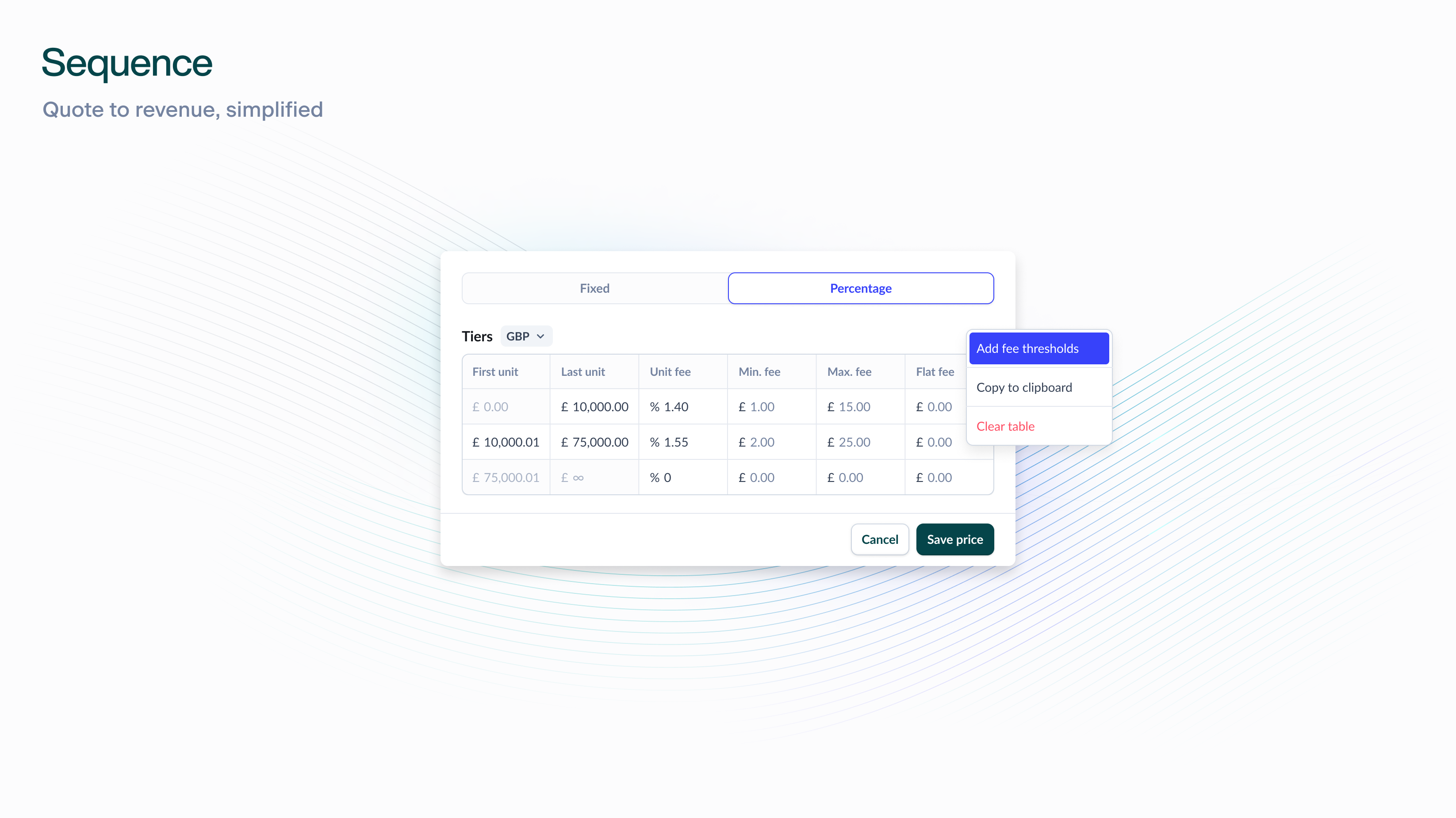 Set floor fees for percentage-based pricing