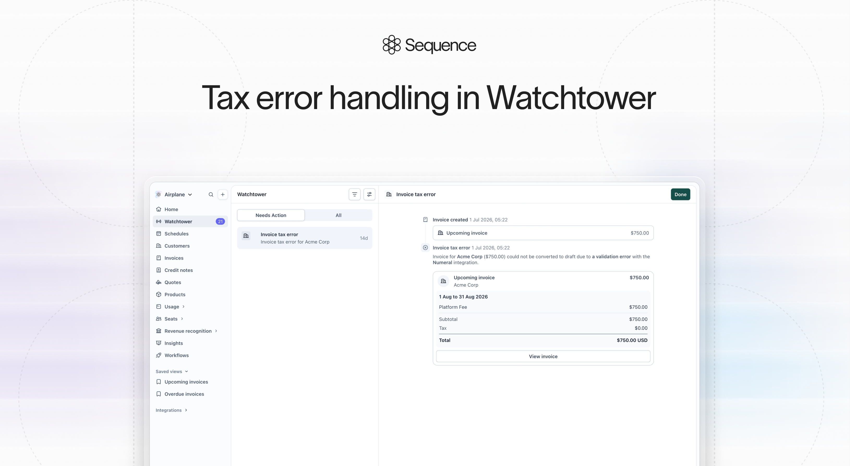 Tax error handling in Watchtower