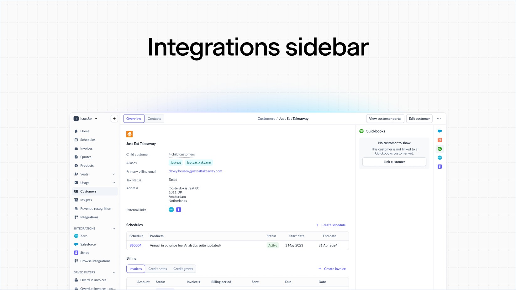 Integrations sidebar