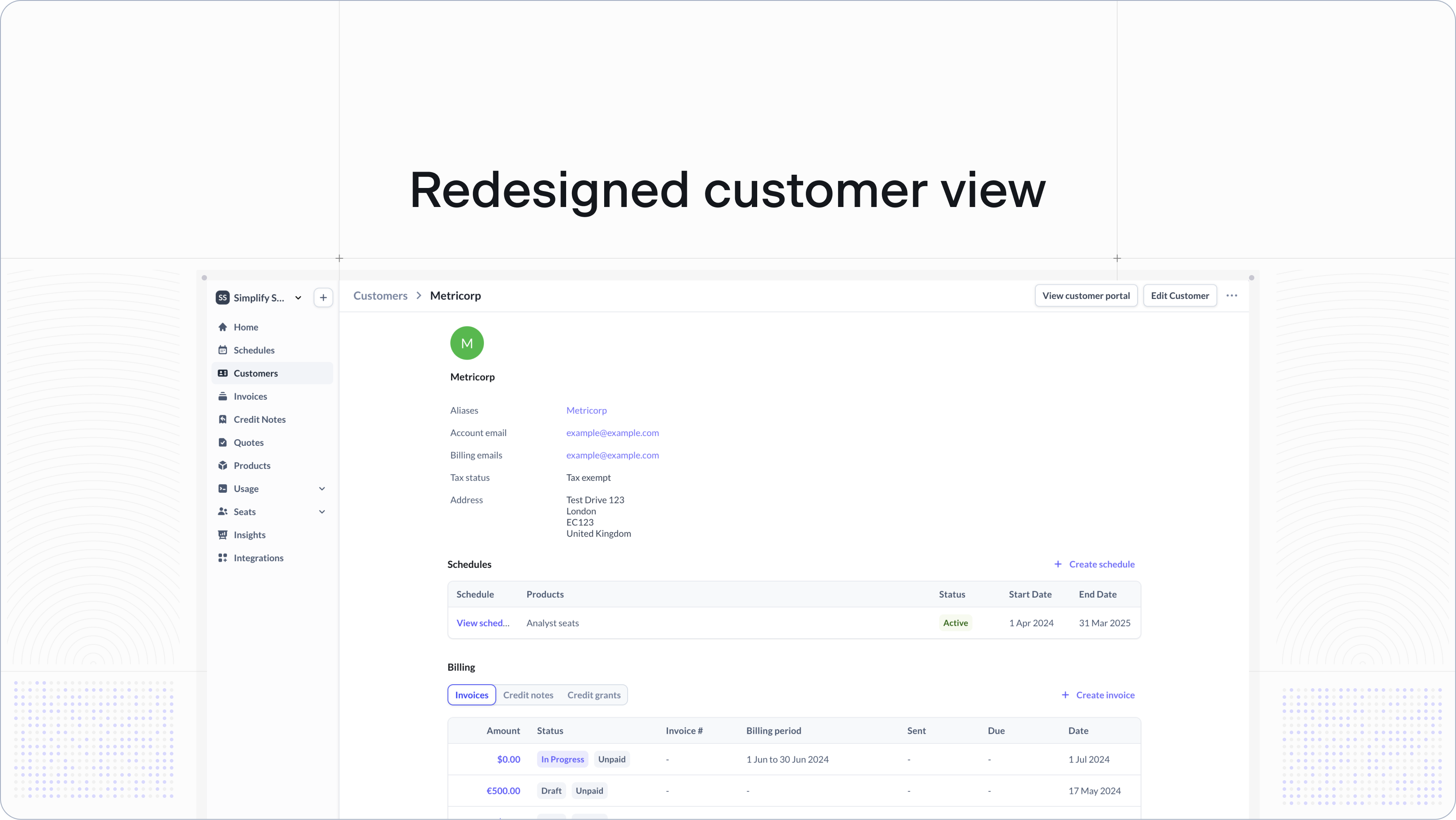 Redesiged customer view