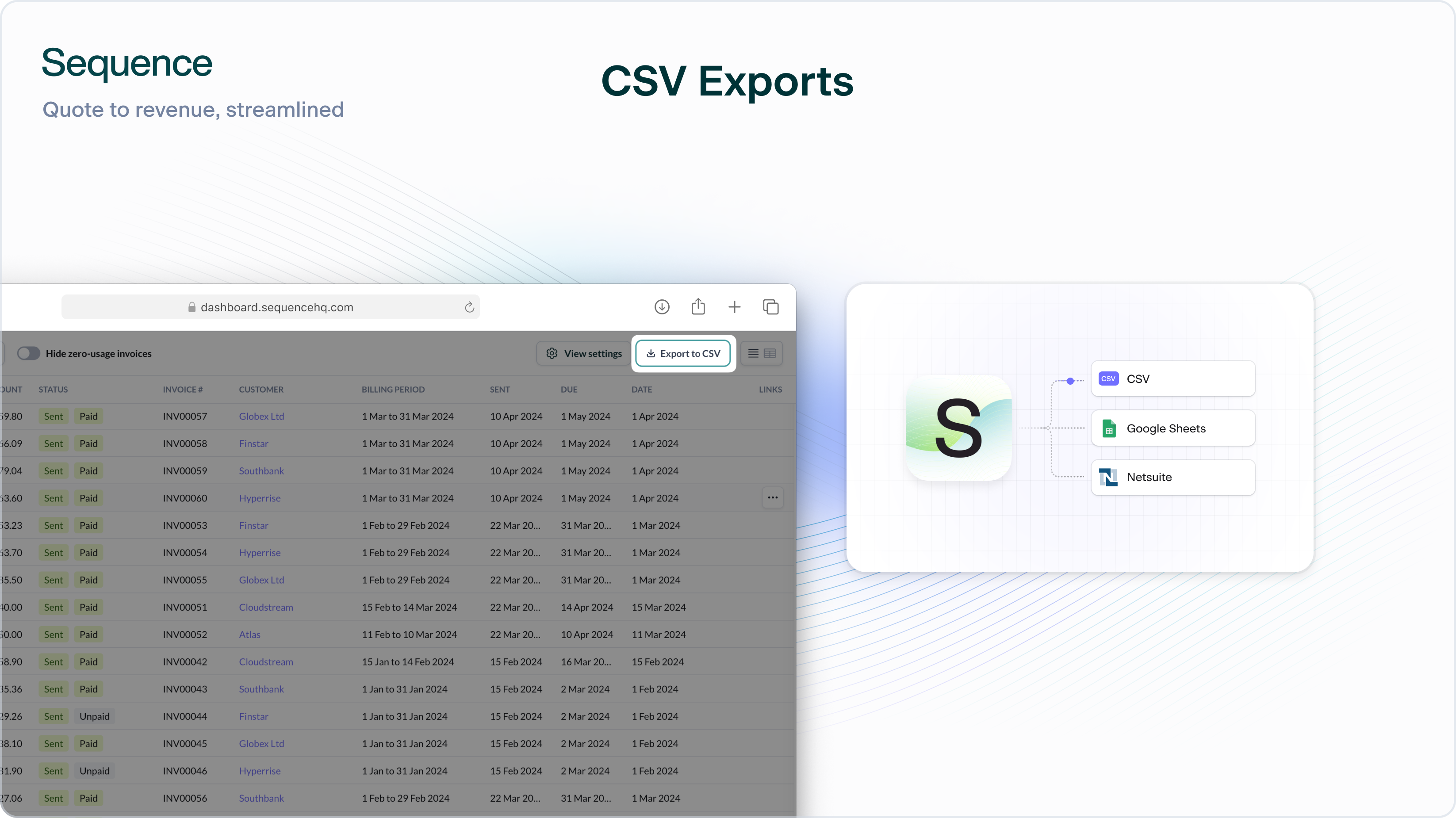 CSV exports