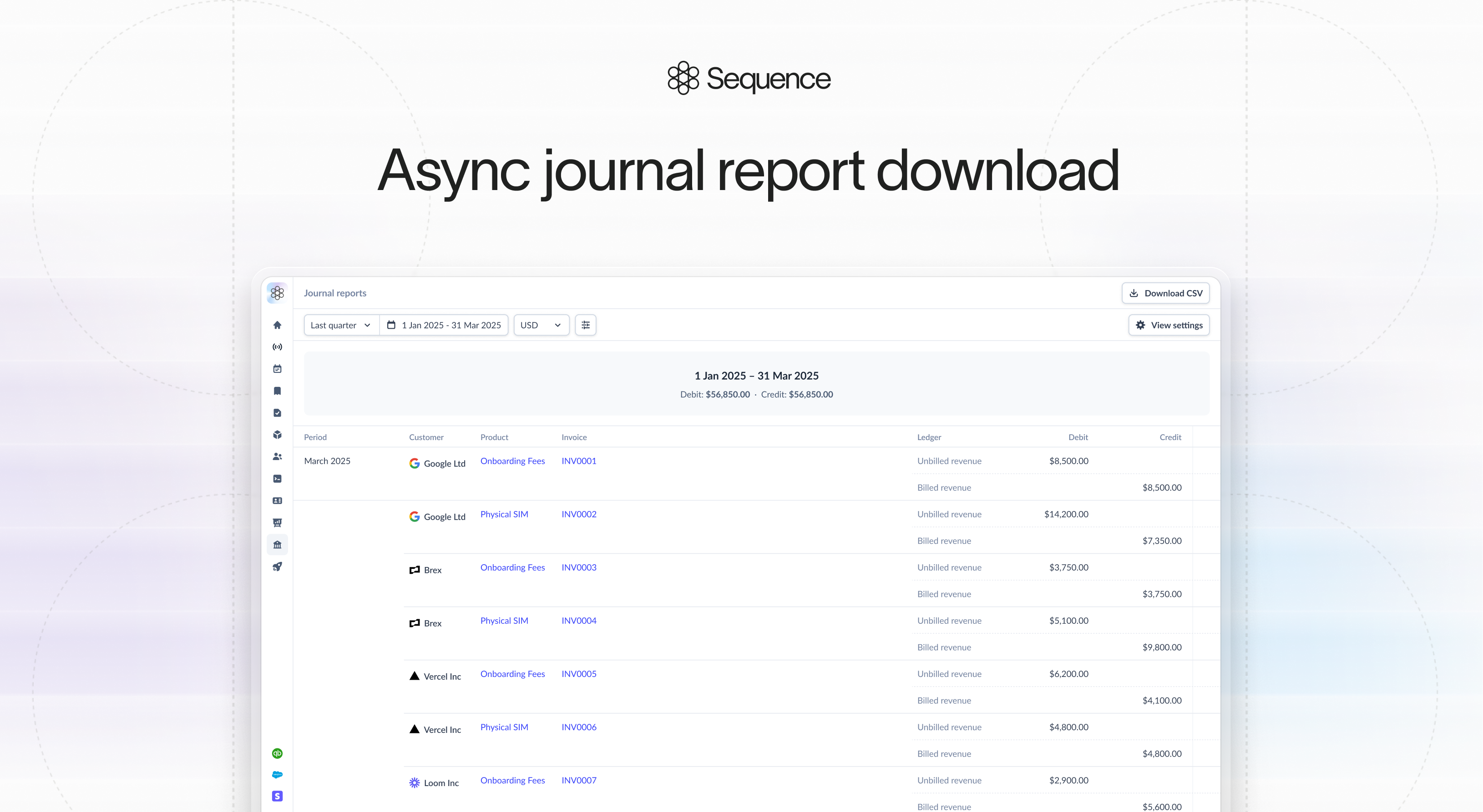 Async journal report download