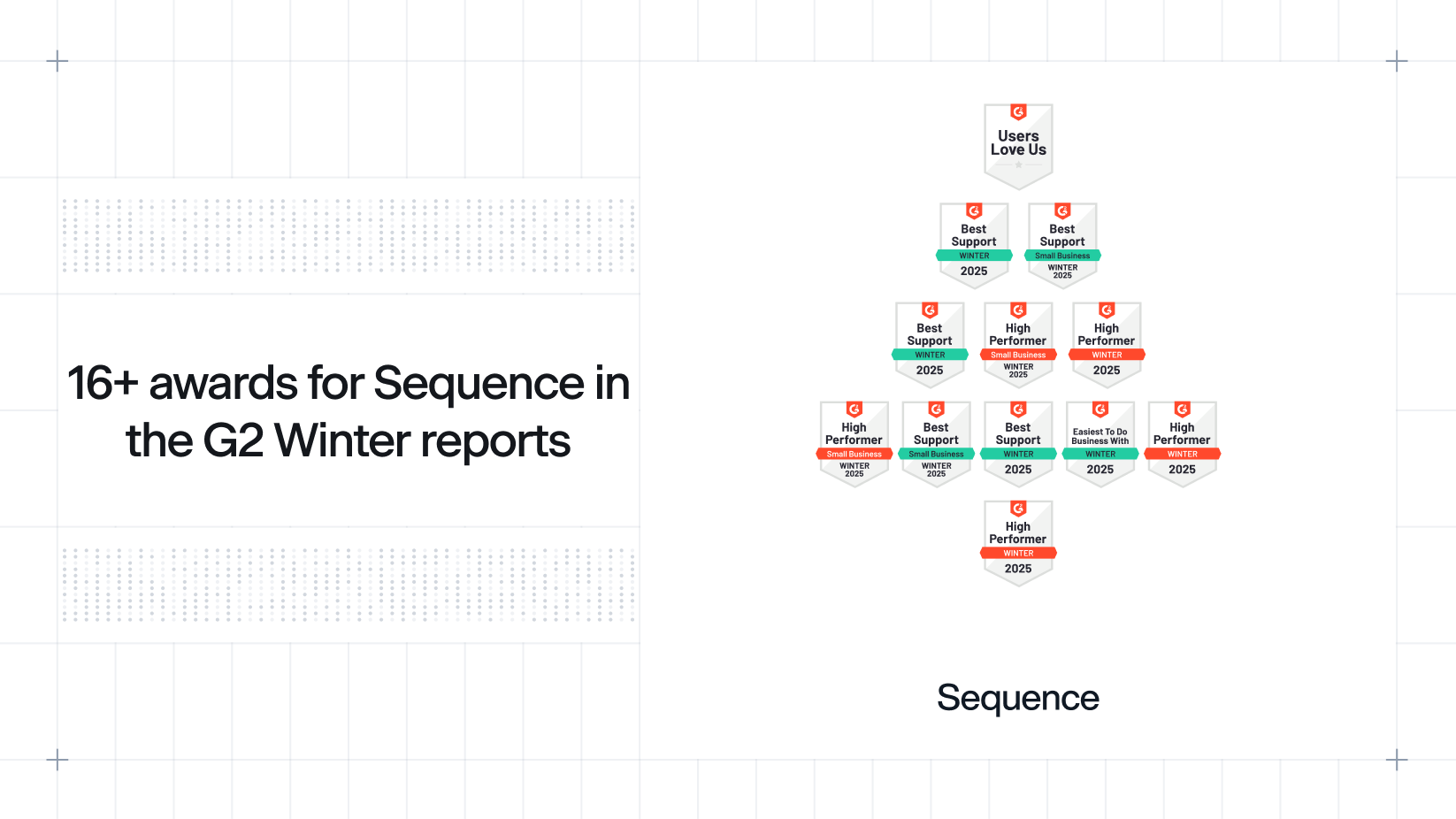 16+ awards for Sequence in the G2 Winter reports