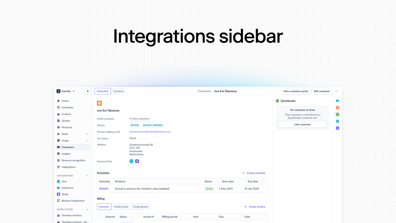 Integrations sidebar