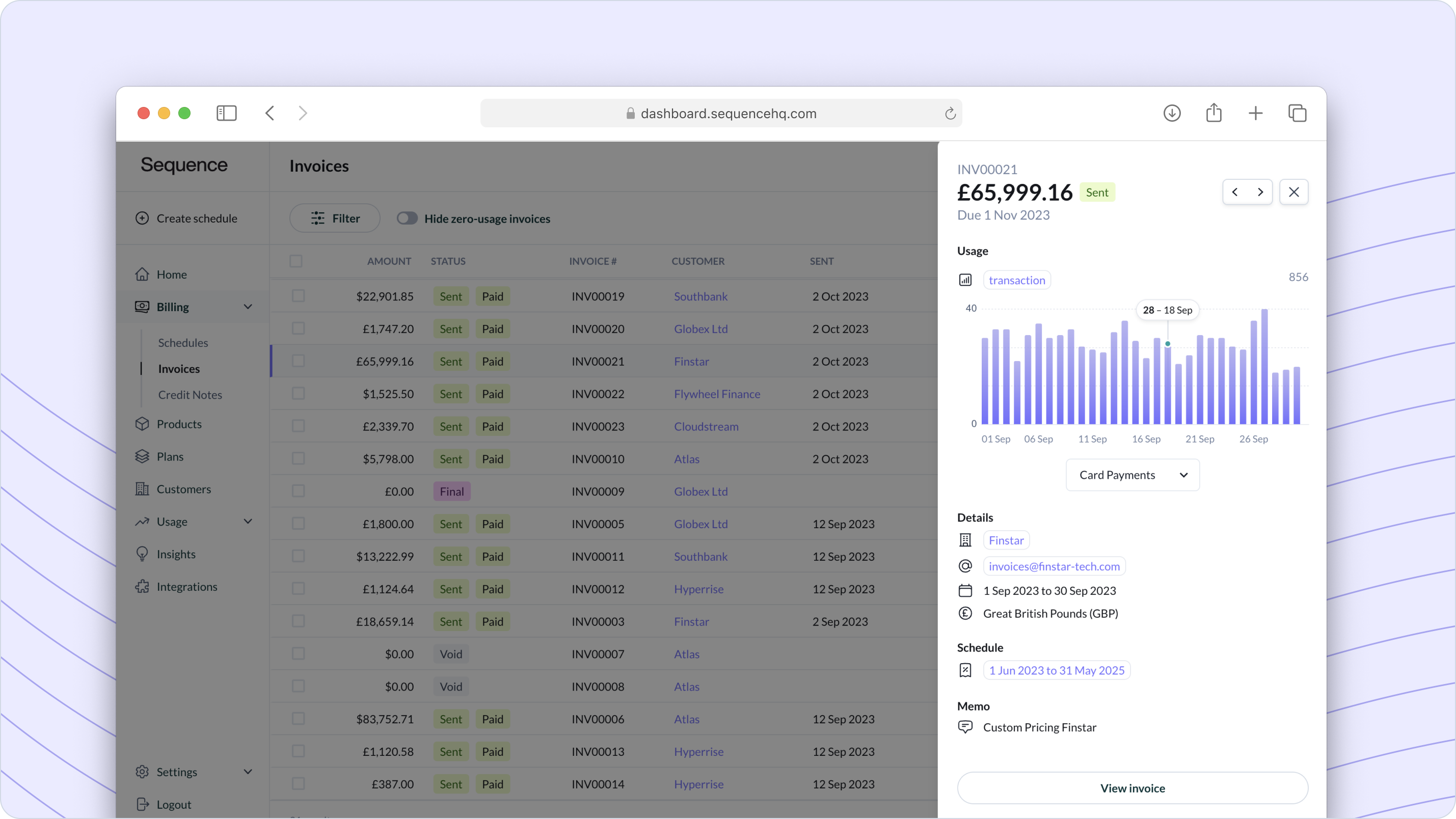 Invoice quick view