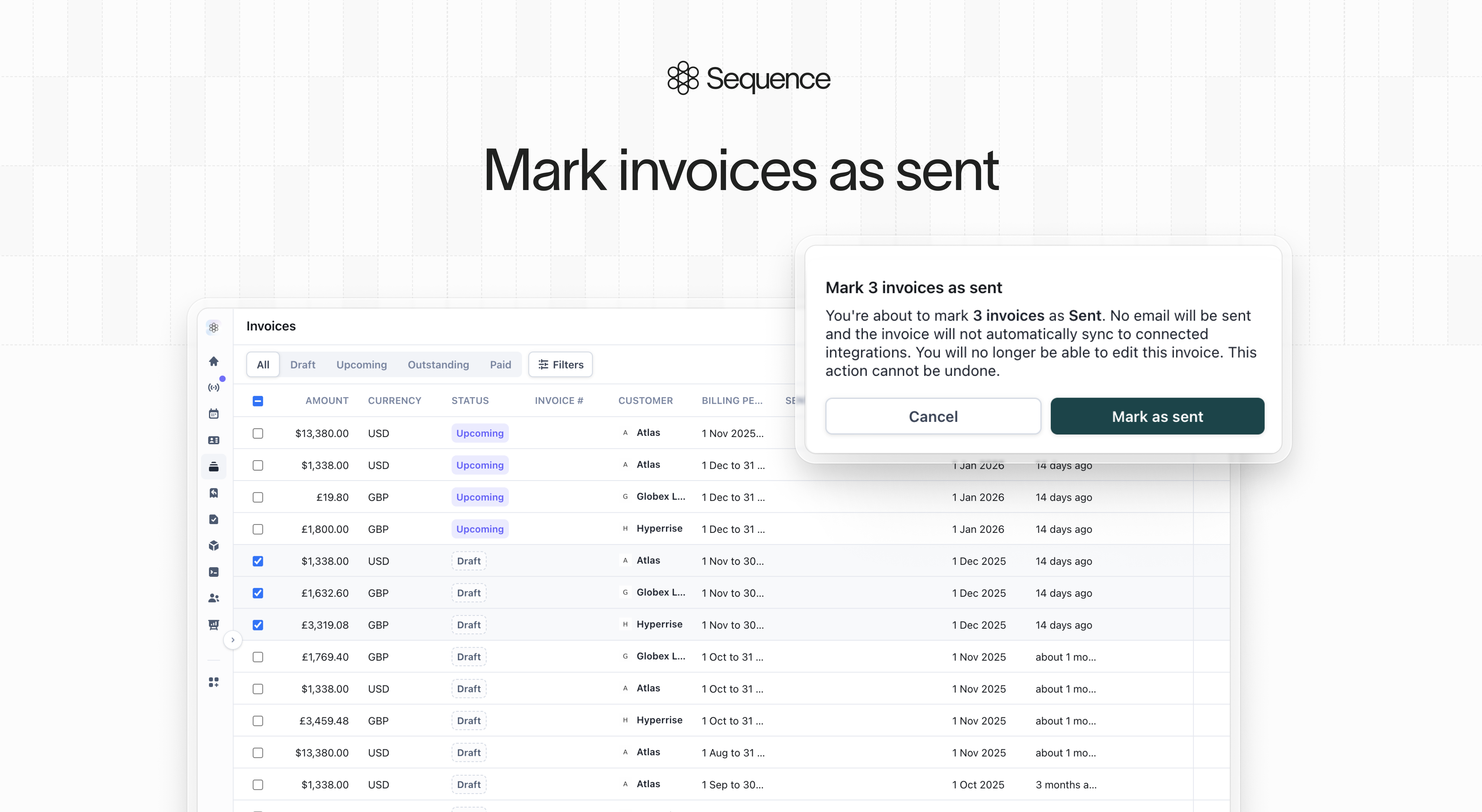Mark invoices as sent