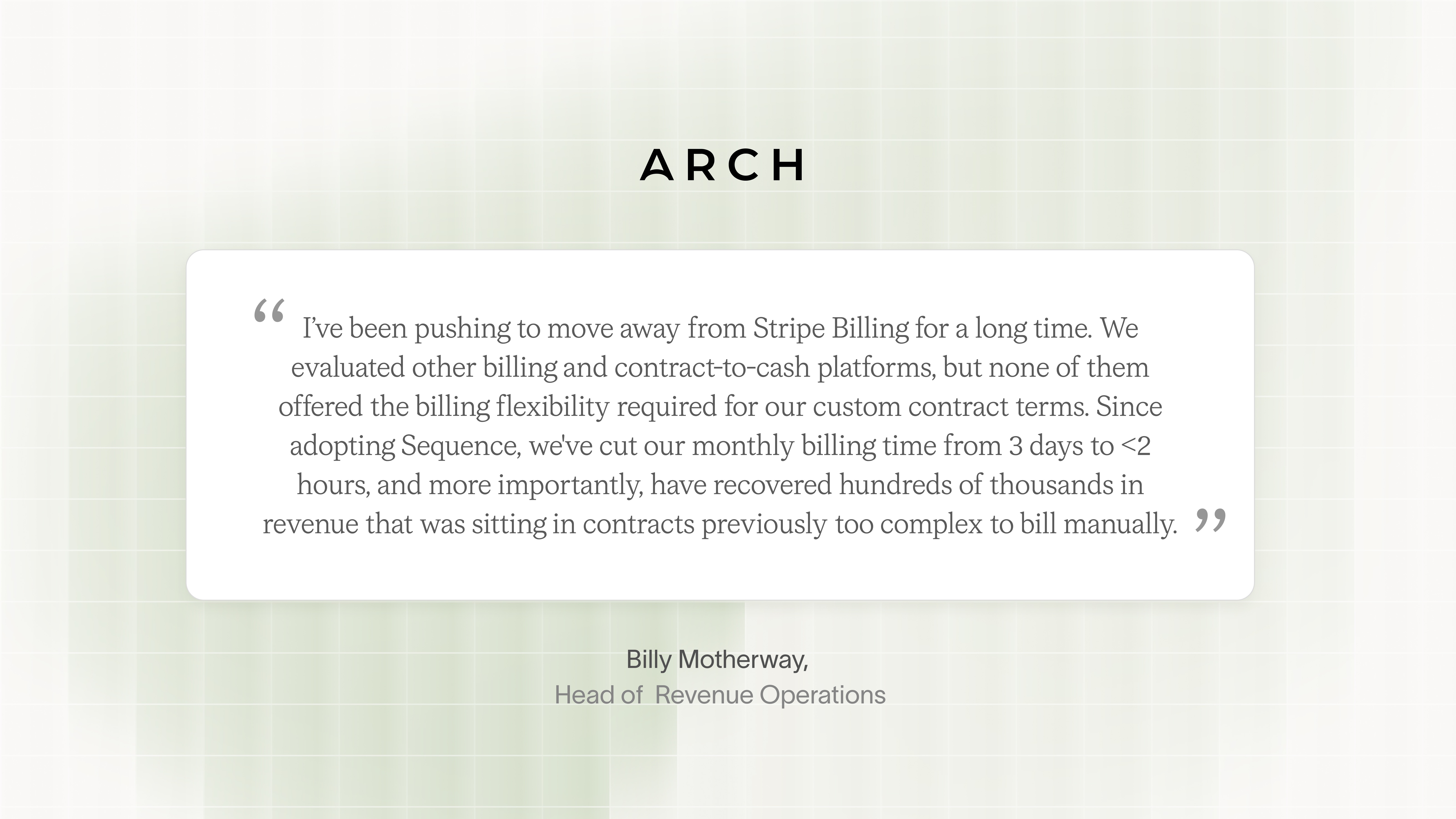 Billy Motherway, Head of Revenue Operations at Arch Quote