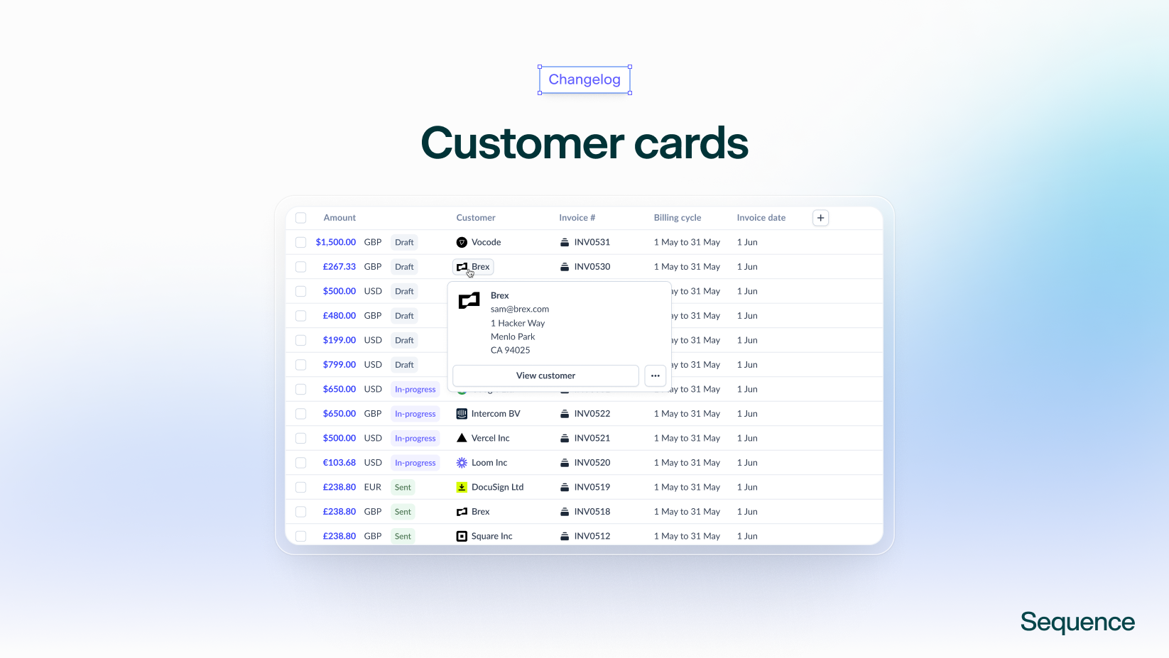 Customer cards