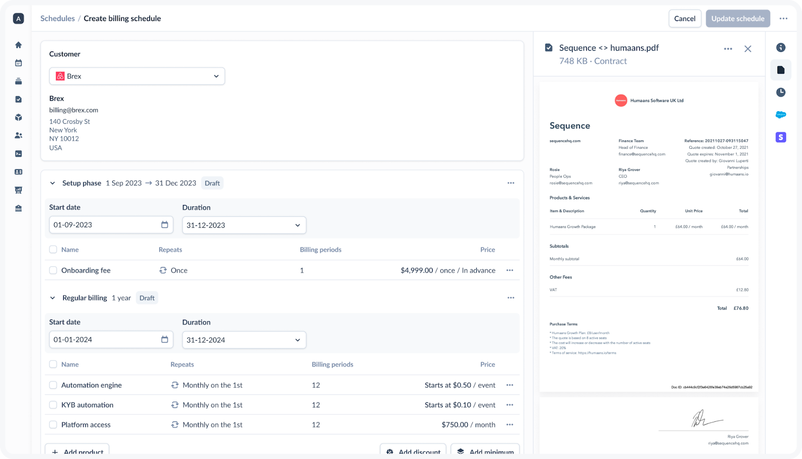 The Sequence billing module