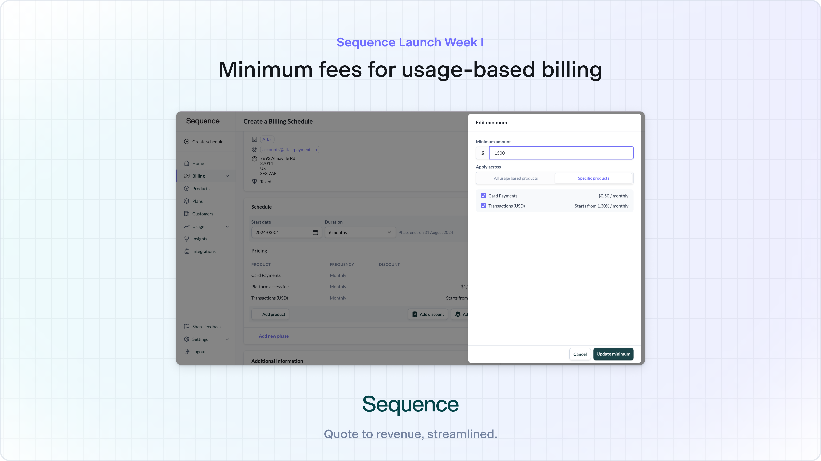 Minimum fees for usage-based billing