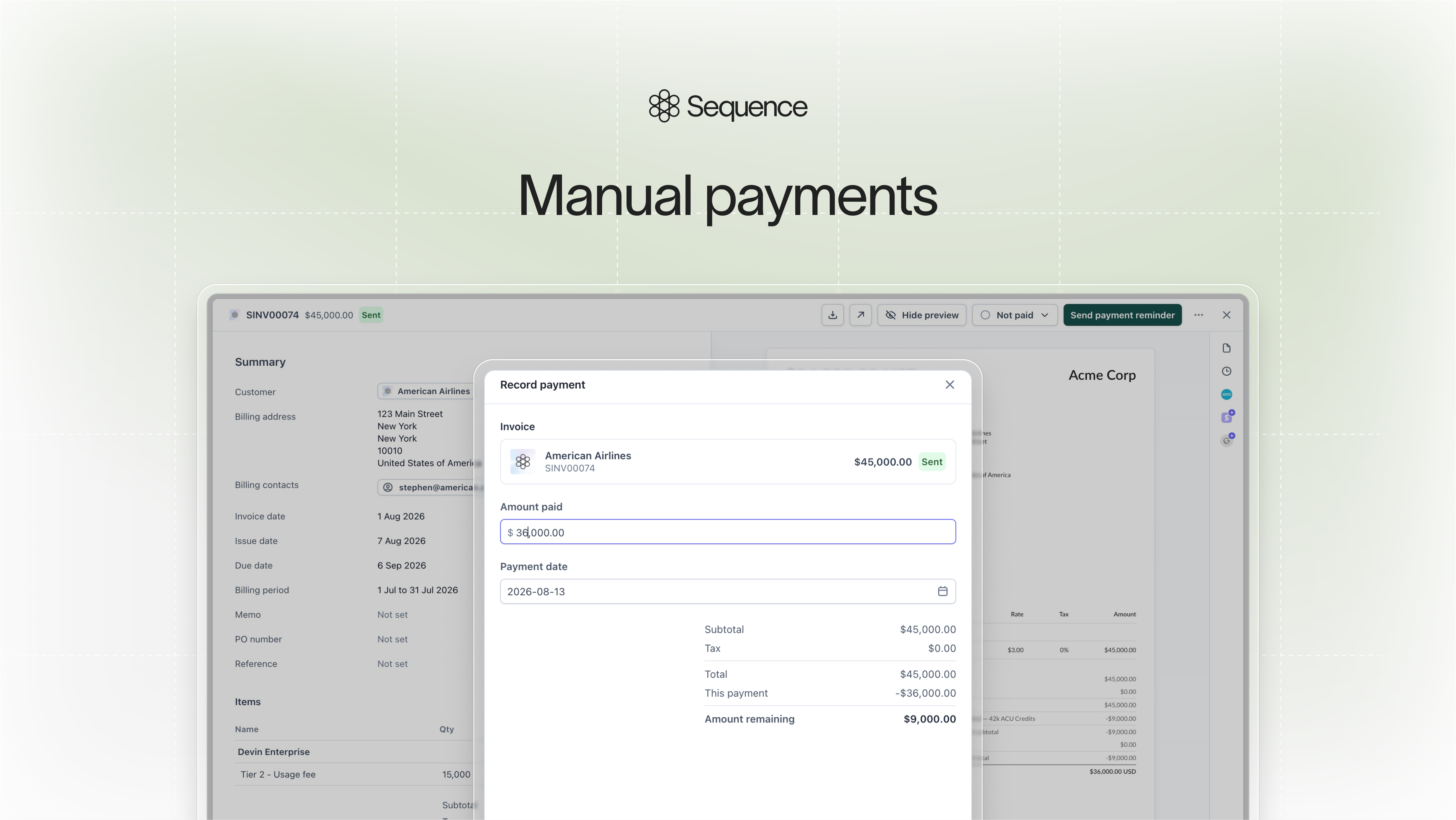 Manual payments