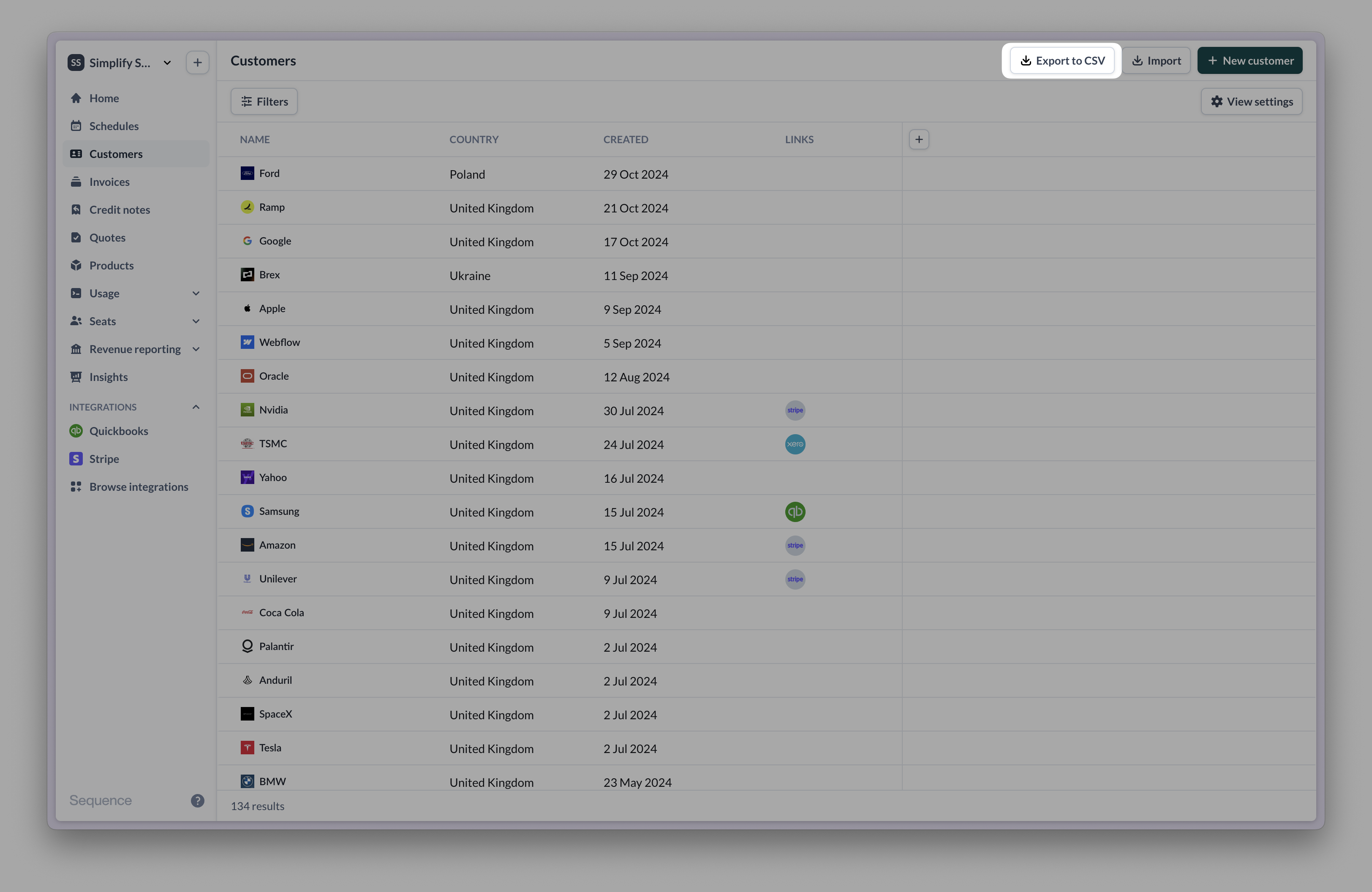 CSV Export