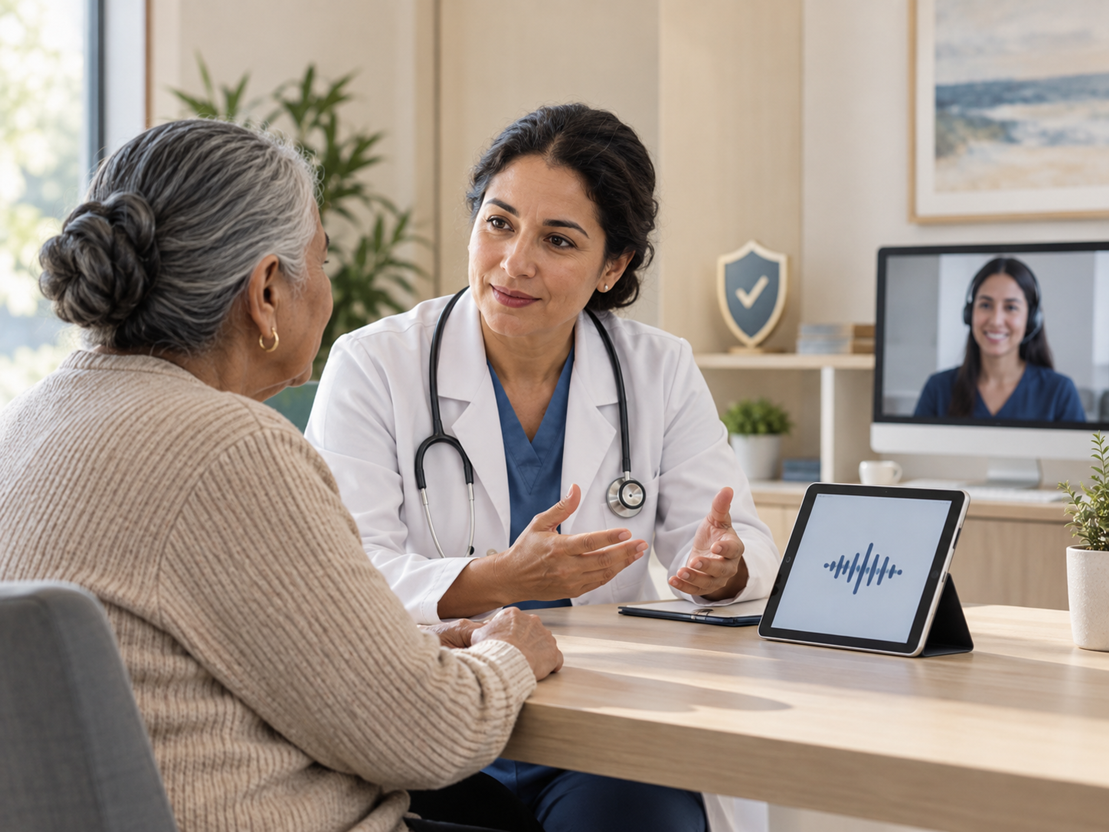 Risk-based medical interpretation framework showing how healthcare teams choose and change AI or human interpreter methods based on communication quality and patient needs.
