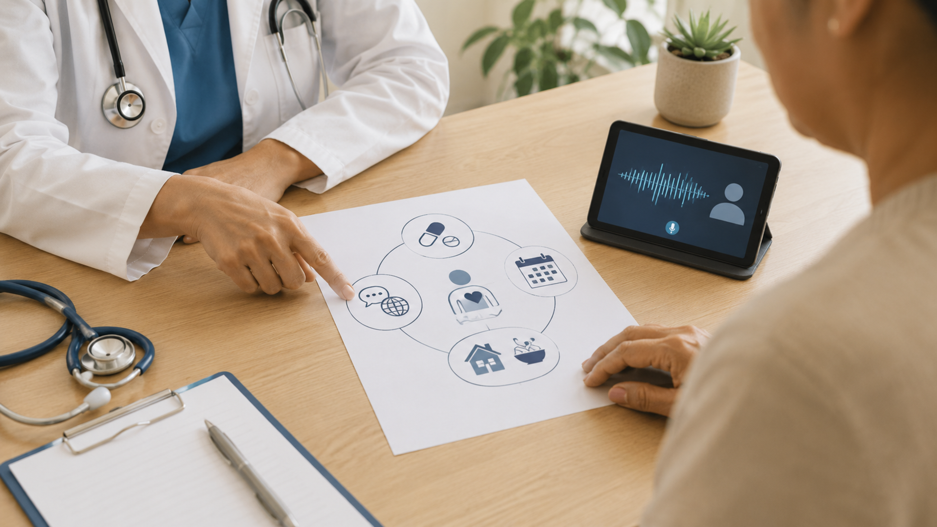 Provider language-access workflow showing culturally responsive communication, family roles, symptom meaning, teach-back, and treatment planning.