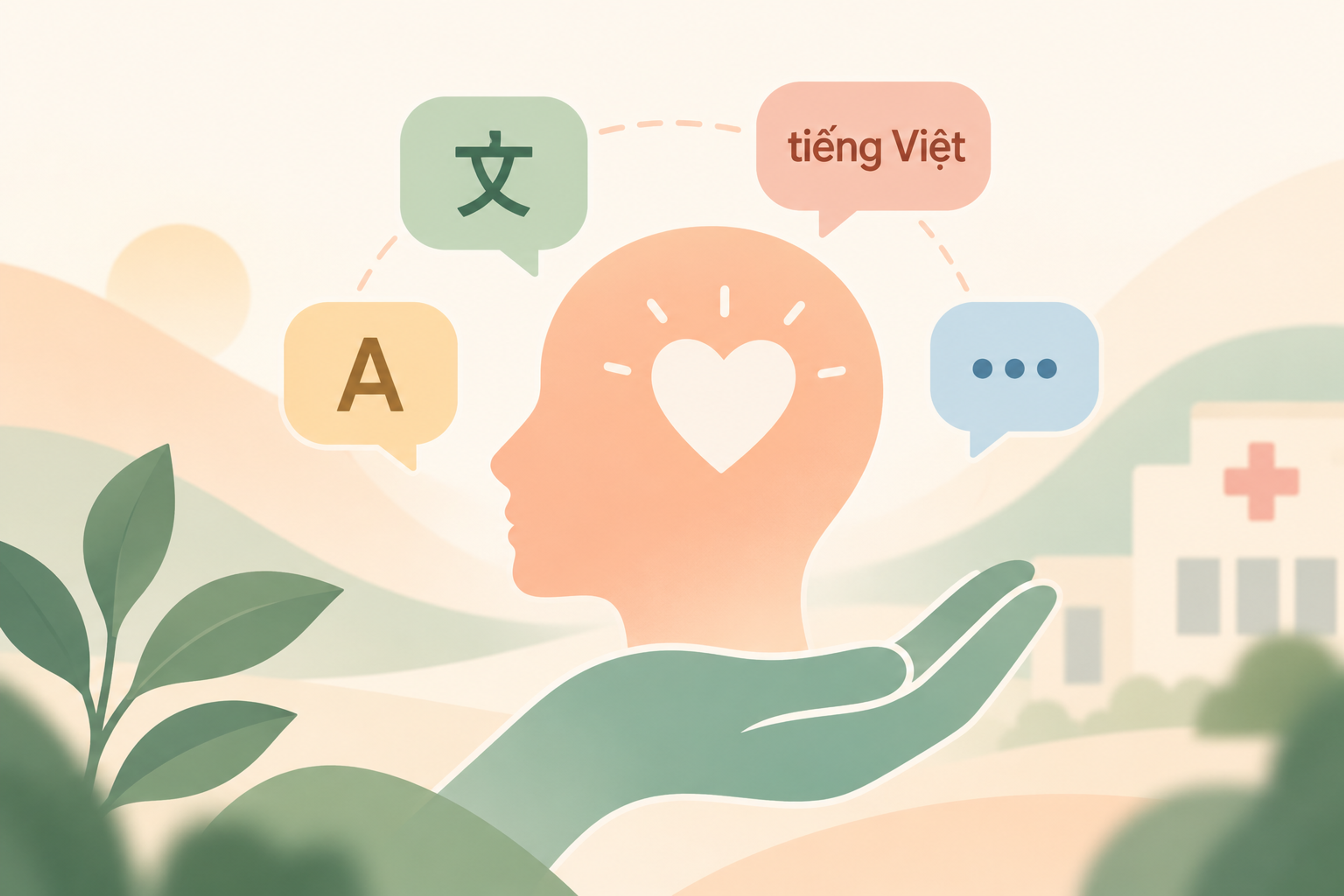 Mental health clinician listening to a patient during a language-supported visit