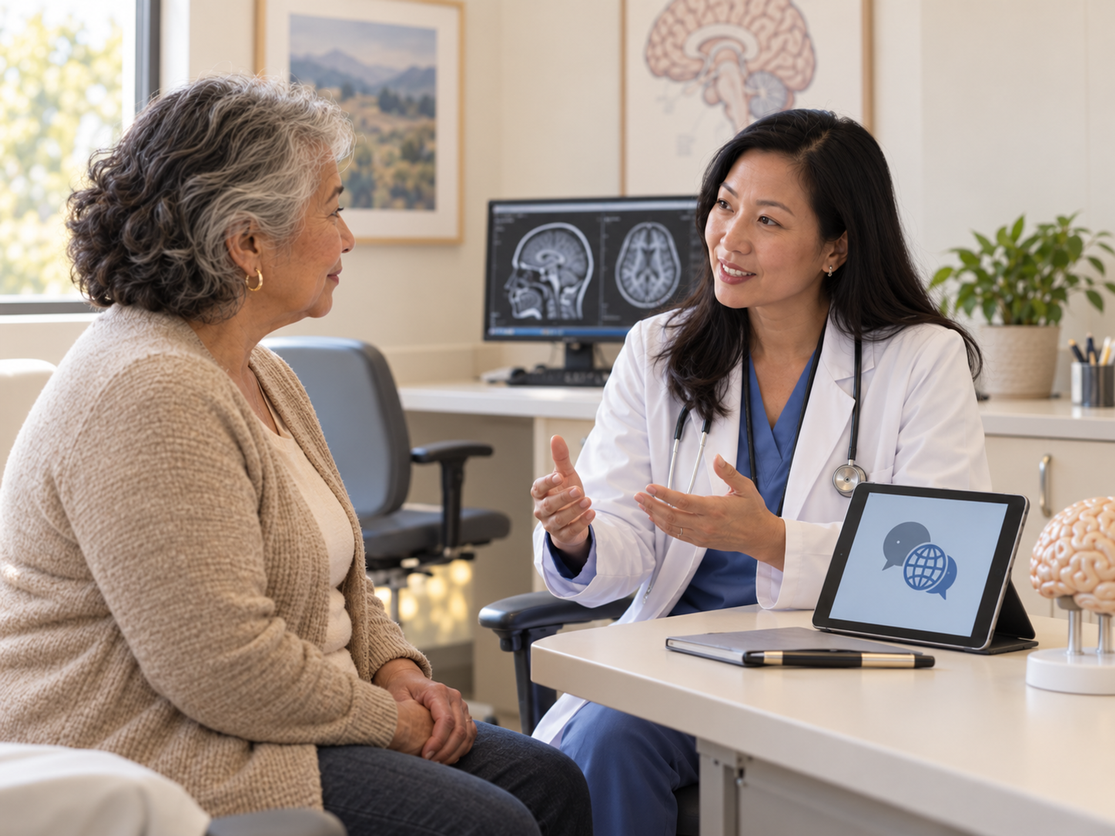 Neurologist using interpretation to review a patient's symptom timeline