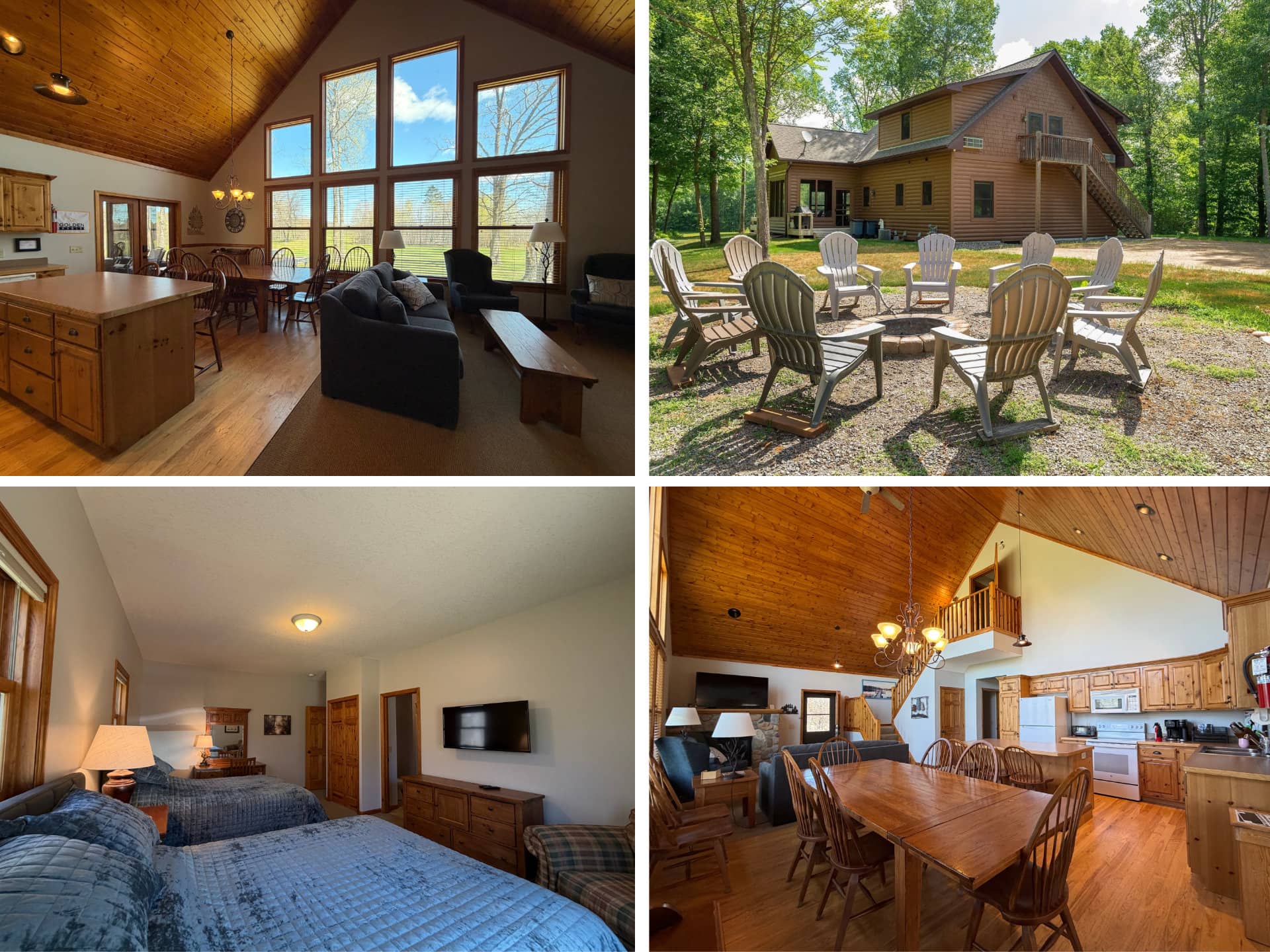 Exterior and interior photos of the Golden Eagle Cottage