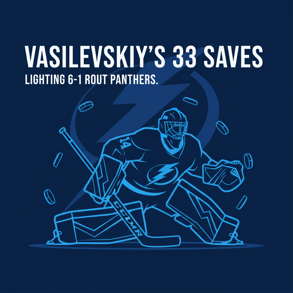 Vasilevskiy's 33 Saves Lead Lightning to 6-1 Rout of Panthers
