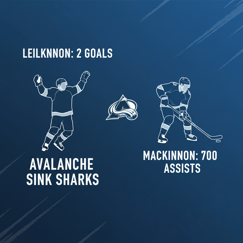 Avalanche Sink Sharks Behind Lehkonen's Two Goals and MacKinnon's 700 Assists