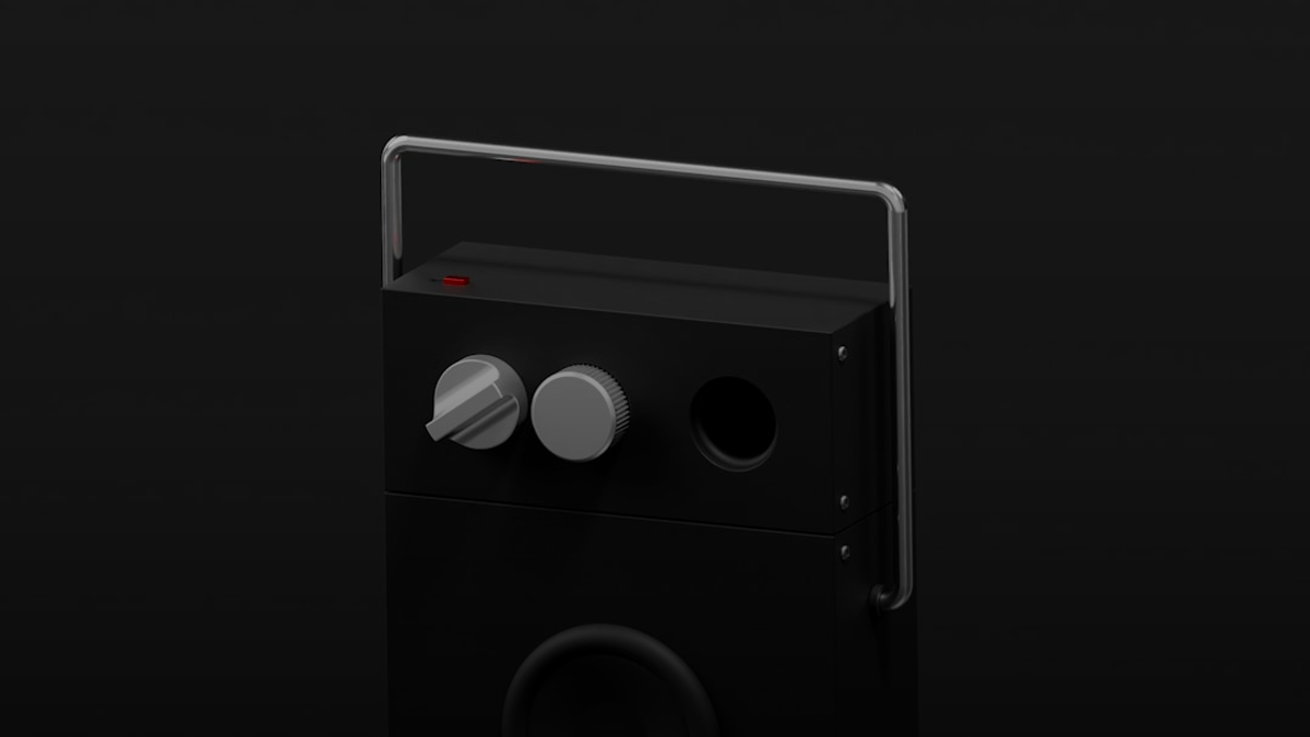 a black box with a speaker inside of it