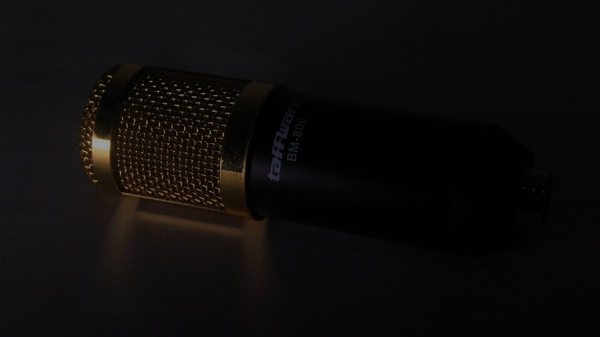 a close up of a microphone on a table