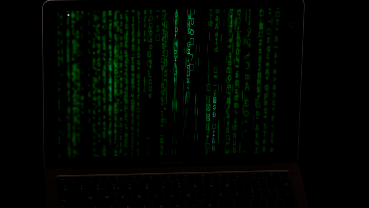 a laptop with a green screen