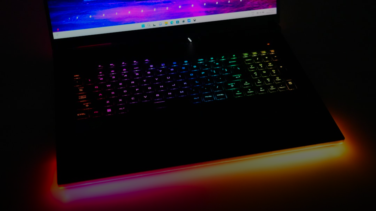 Laptop with colorful rgb keyboard and lighting