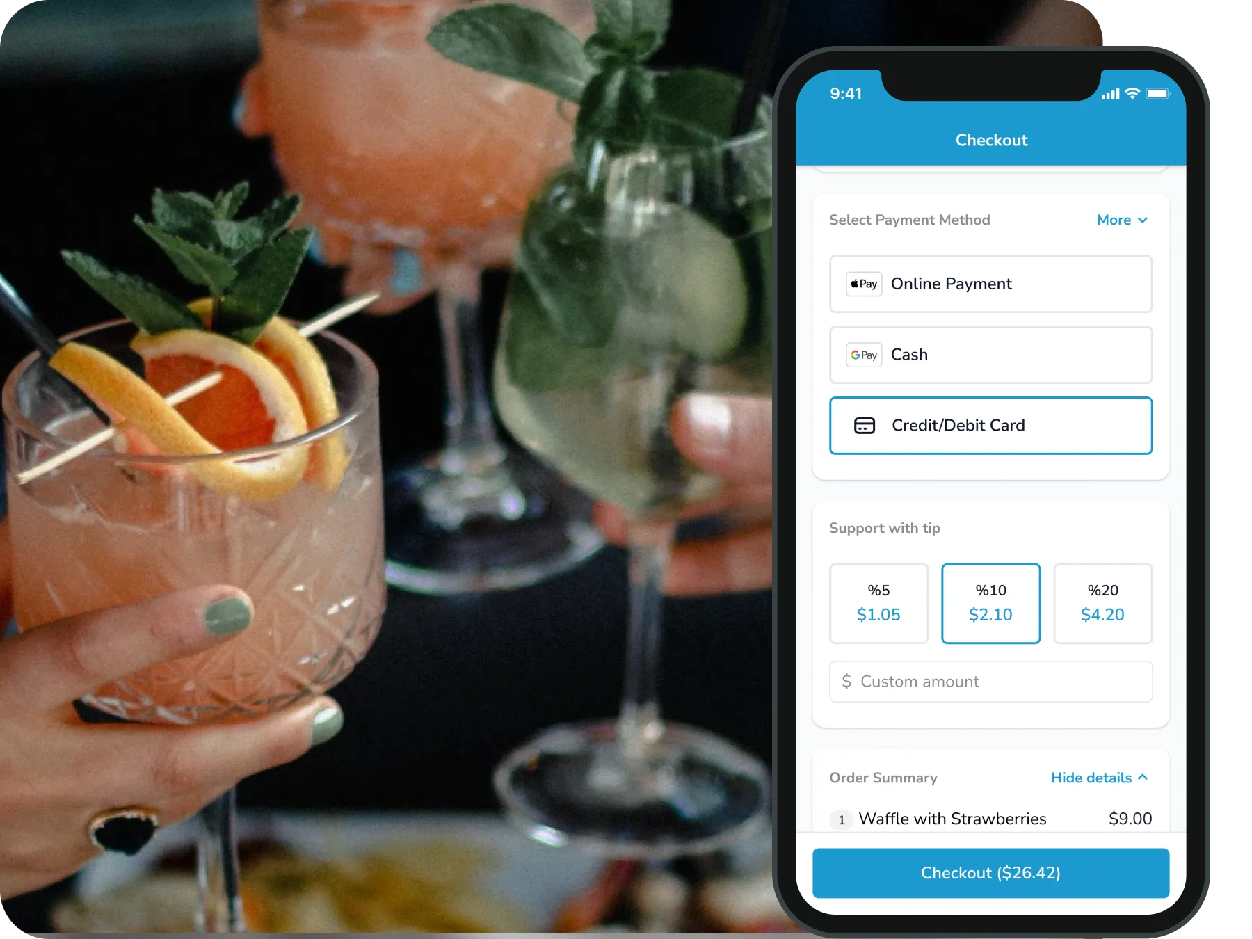 FineDine payment screen.