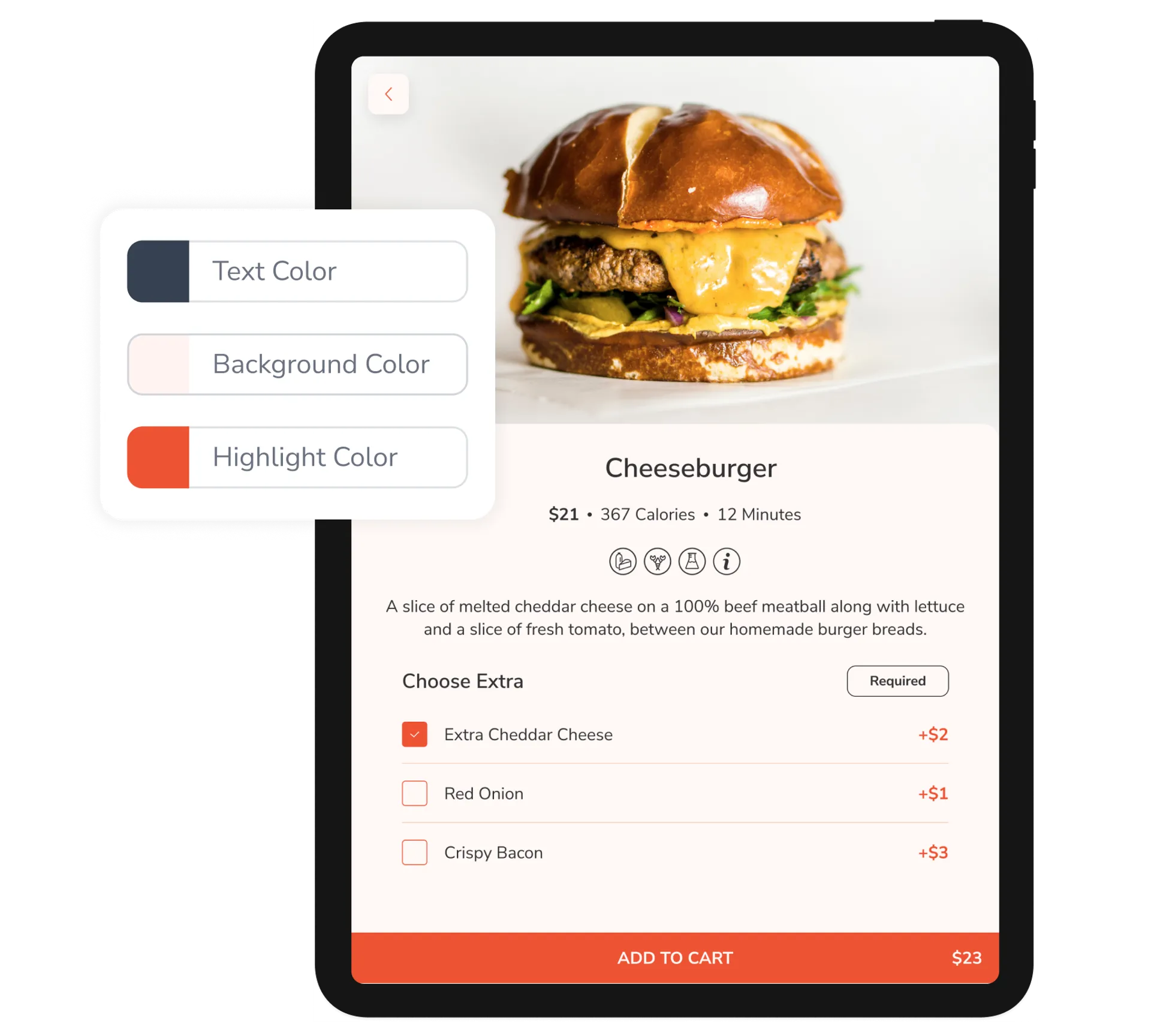 FineDine dine-in tablet menu branded design.