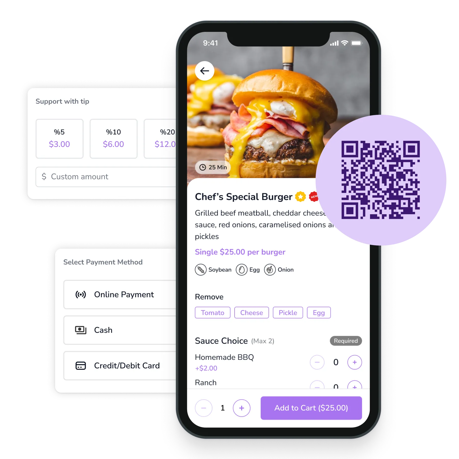 FineDine Dine-in QR Menu detailed screen.