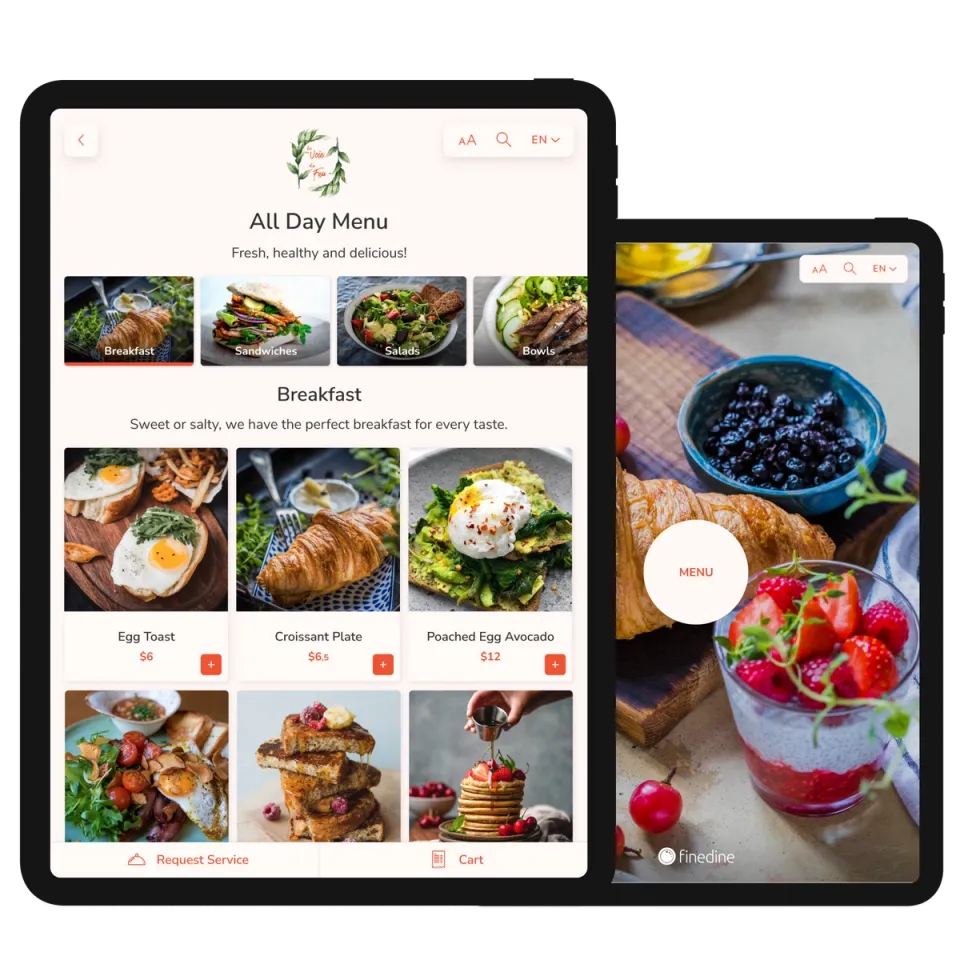 Pill Menu. Example Tablet Menu Solution for Restaurants, Branded Tablet Menu | FineDine