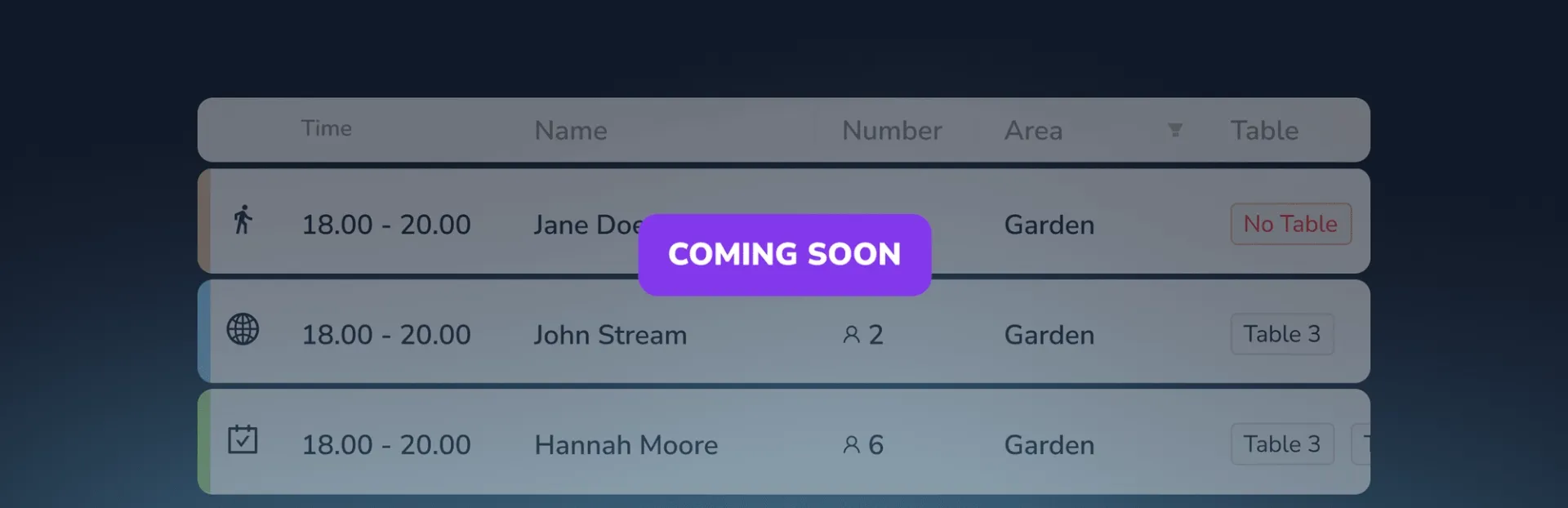 FineDine reservation screen.