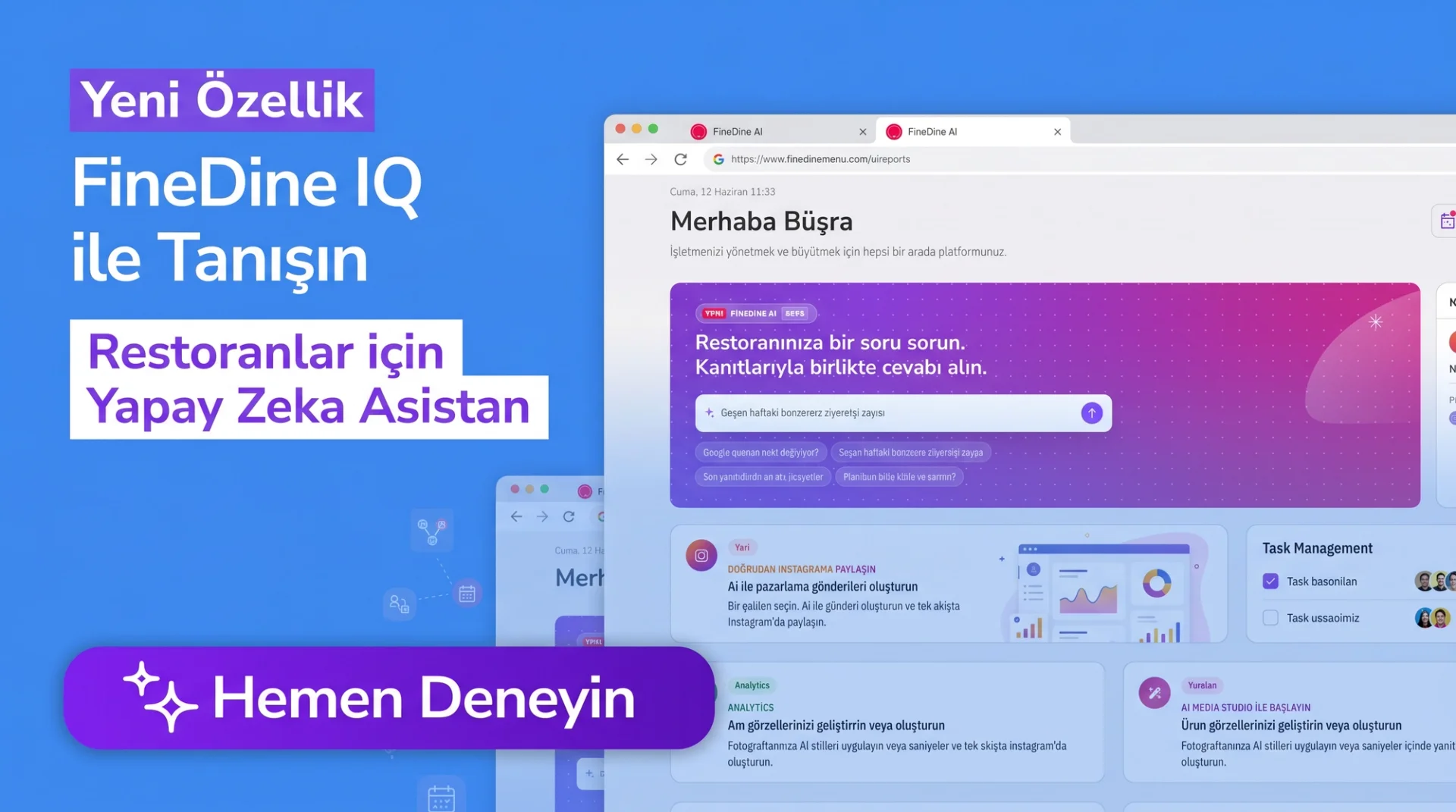 FineDine IQ: Restoranınız İçin Yapay Zeka Asistanı, Artık Panelinizde